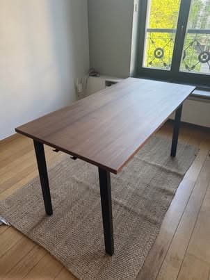MITTZON vergadertafel, walnootfineer/zwart, 140x68x75 cm