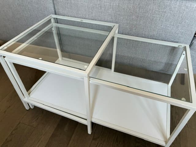 VITTSJÖ SALONTAFEL Bijzettafel, set van 2, zwartbruin, glas, 90x50 cm