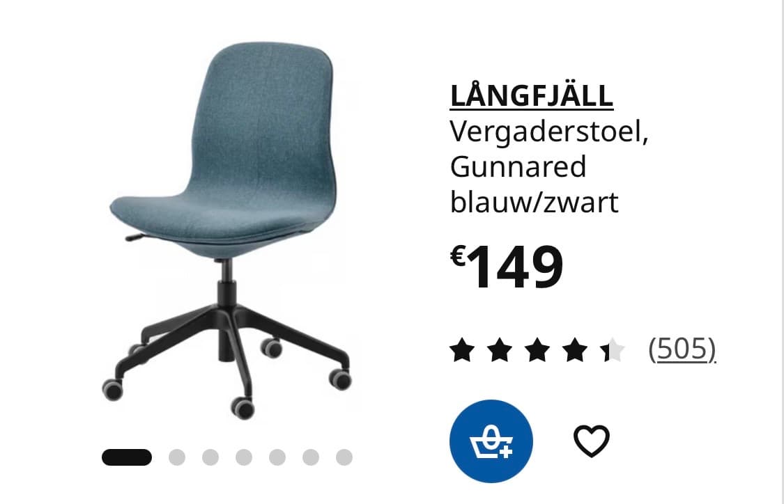 LÅNGFJÄLL vergaderstoel, Gunnared blauw/zwart