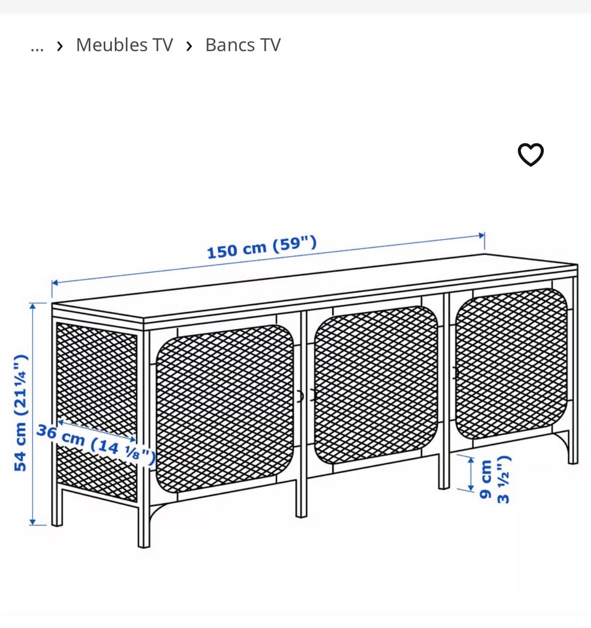 FJÄLLBO TV bench, black, 198x45x54 cm