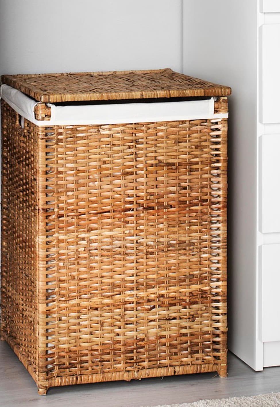 BRANÄS laundry basket with lining, rattan, 80 l