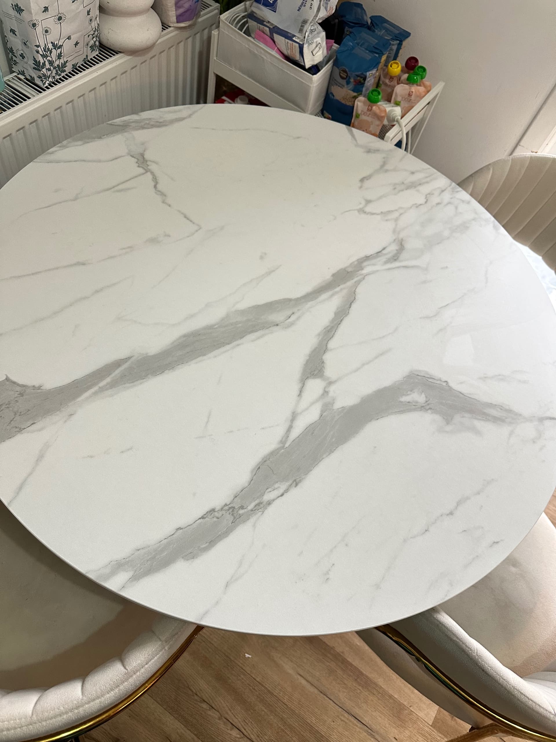 MARIEDAMM table, blanc marbré, 105 cm