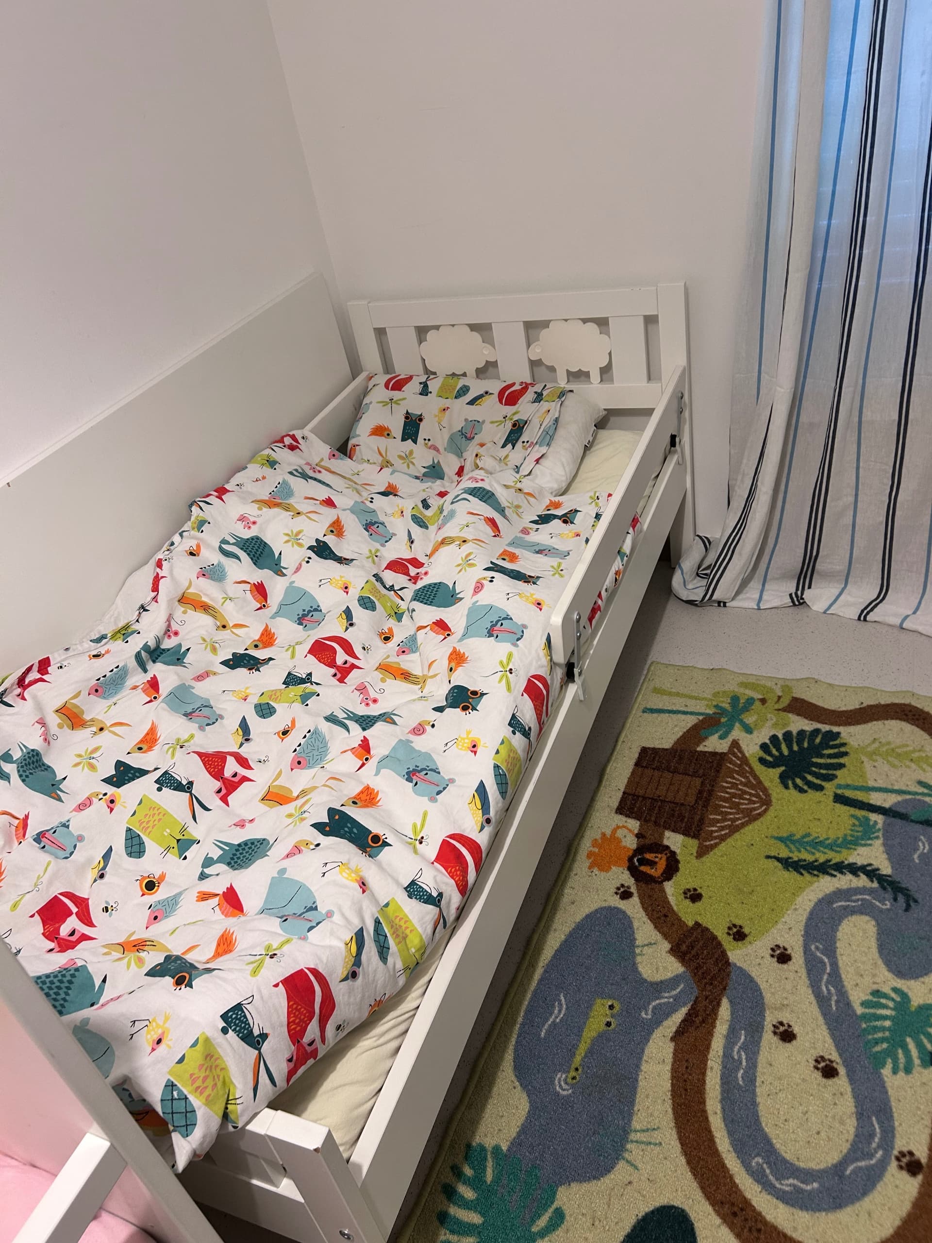 KRITTER bed frame and guard rail, white, 70x160 cm