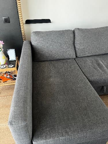 FRIHETEN corner sofa-bed with storage, Skiftebo dark grey