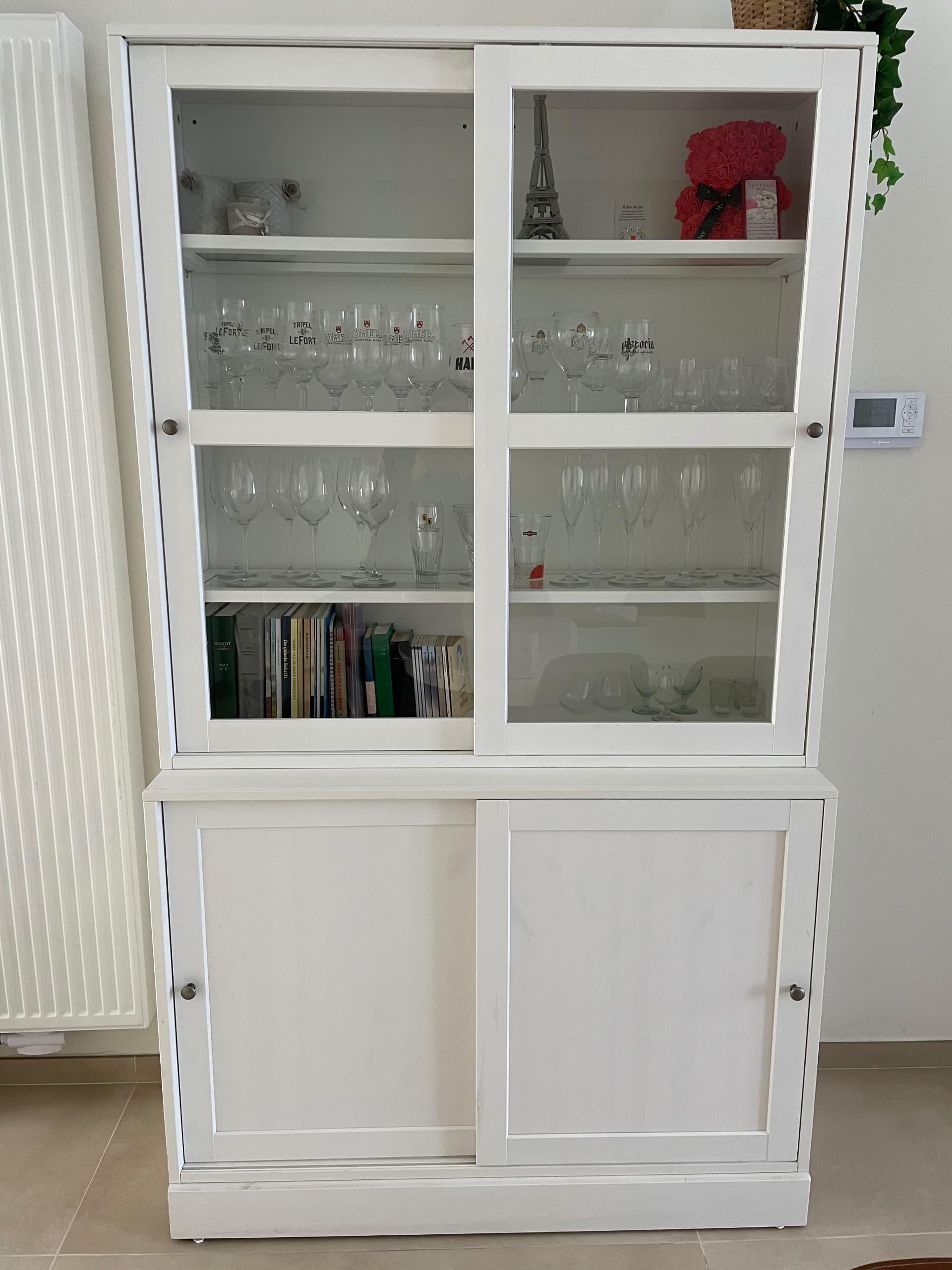 HAVSTA combinaison rgt av portes vitr coul, blanc, 121x47x212 cm