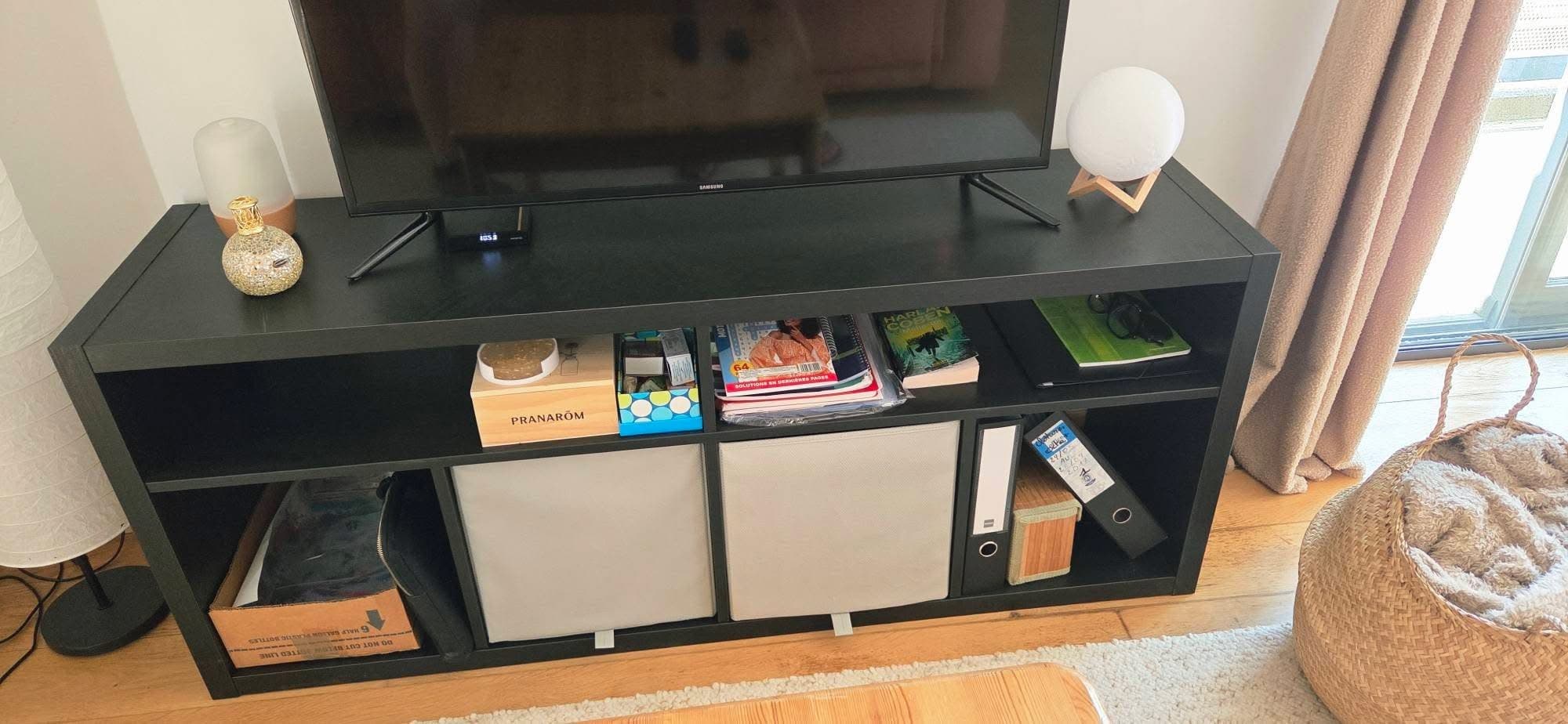 KALLAX tv-meubel, wit gelazuurd eikeneffect, 147x60 cm