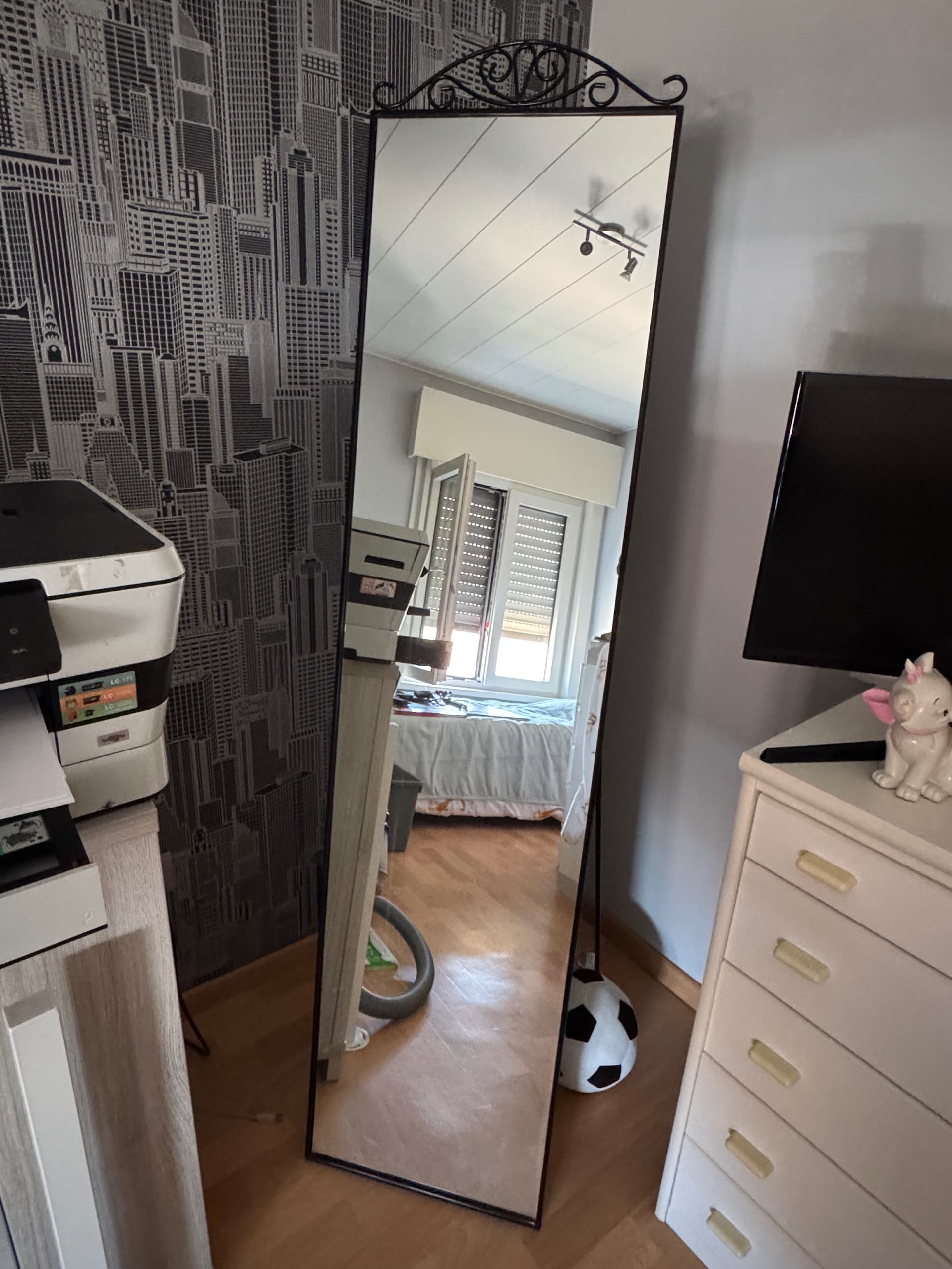 KARMSUND Miroir sur pied, noir, 40x167 cm