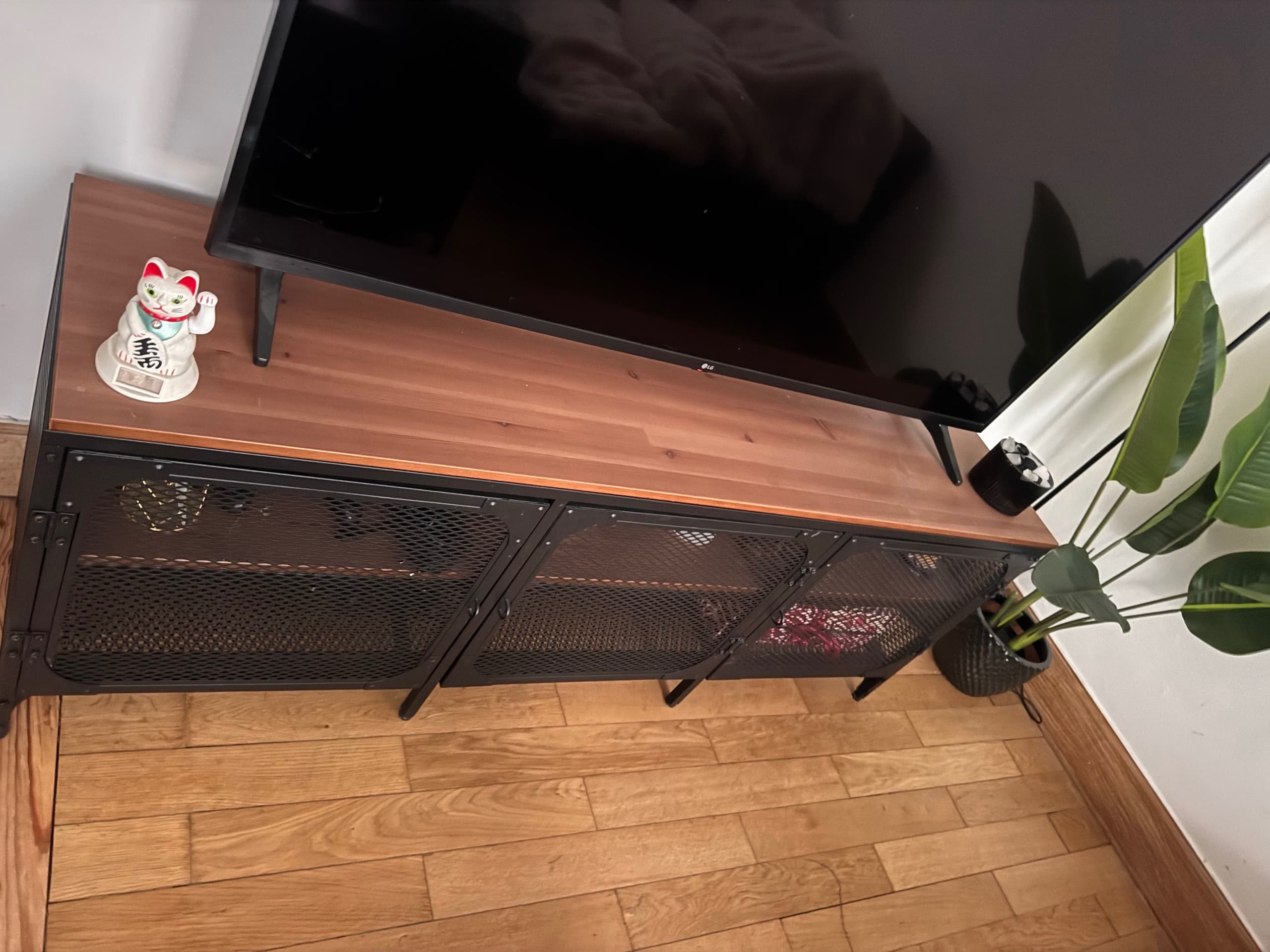 FJÄLLBO TV bench, black, 150x36x54 cm