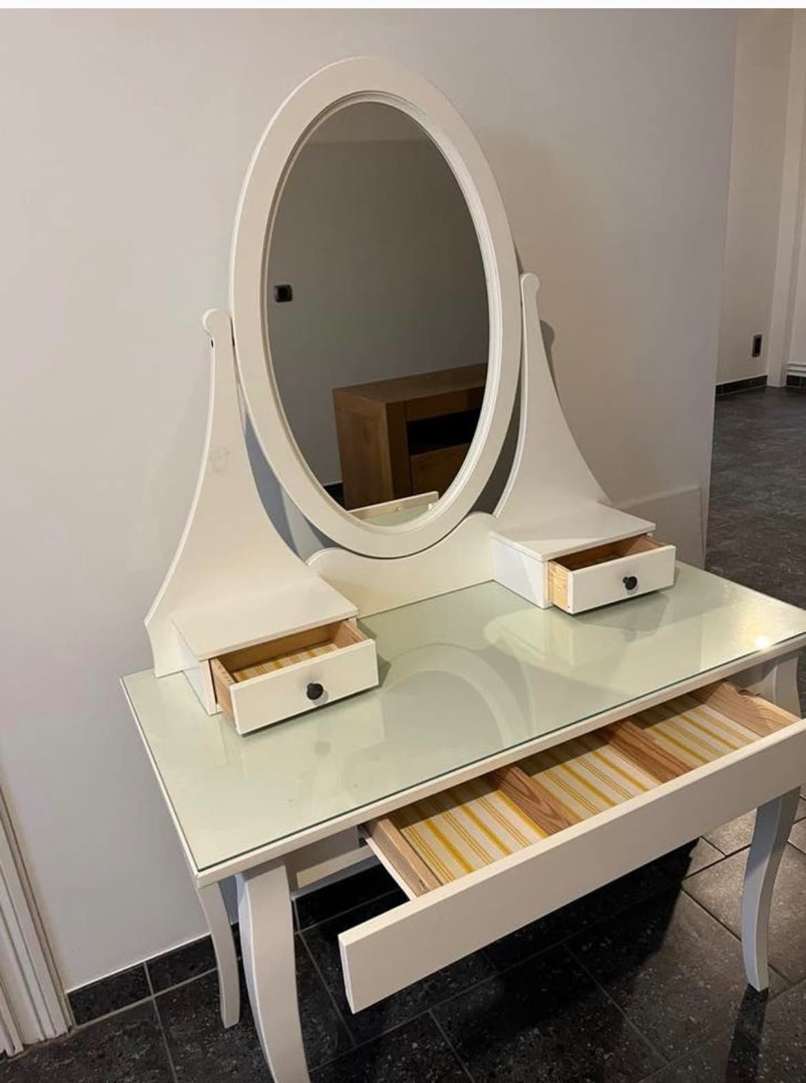 HEMNES Toilettafel met spiegel, wit, 100x50 cm