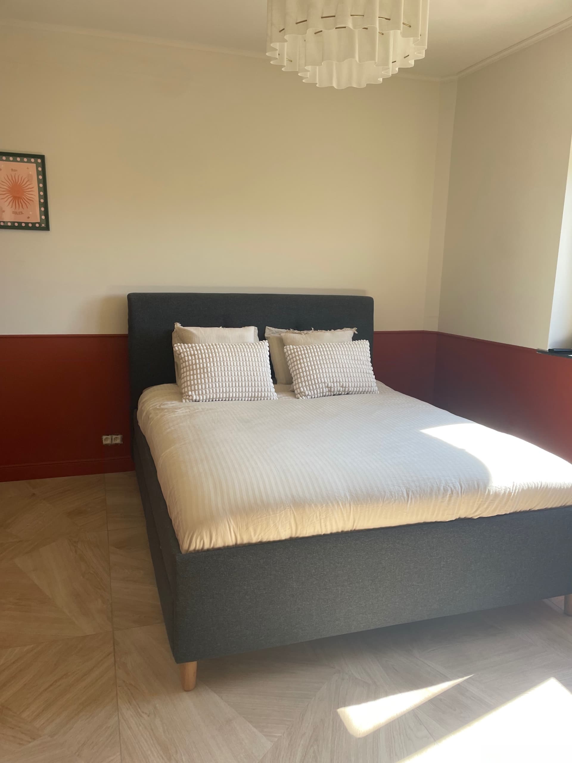 IDANÄS upholstered bed frame, Gunnared dark grey, 160x200 cm