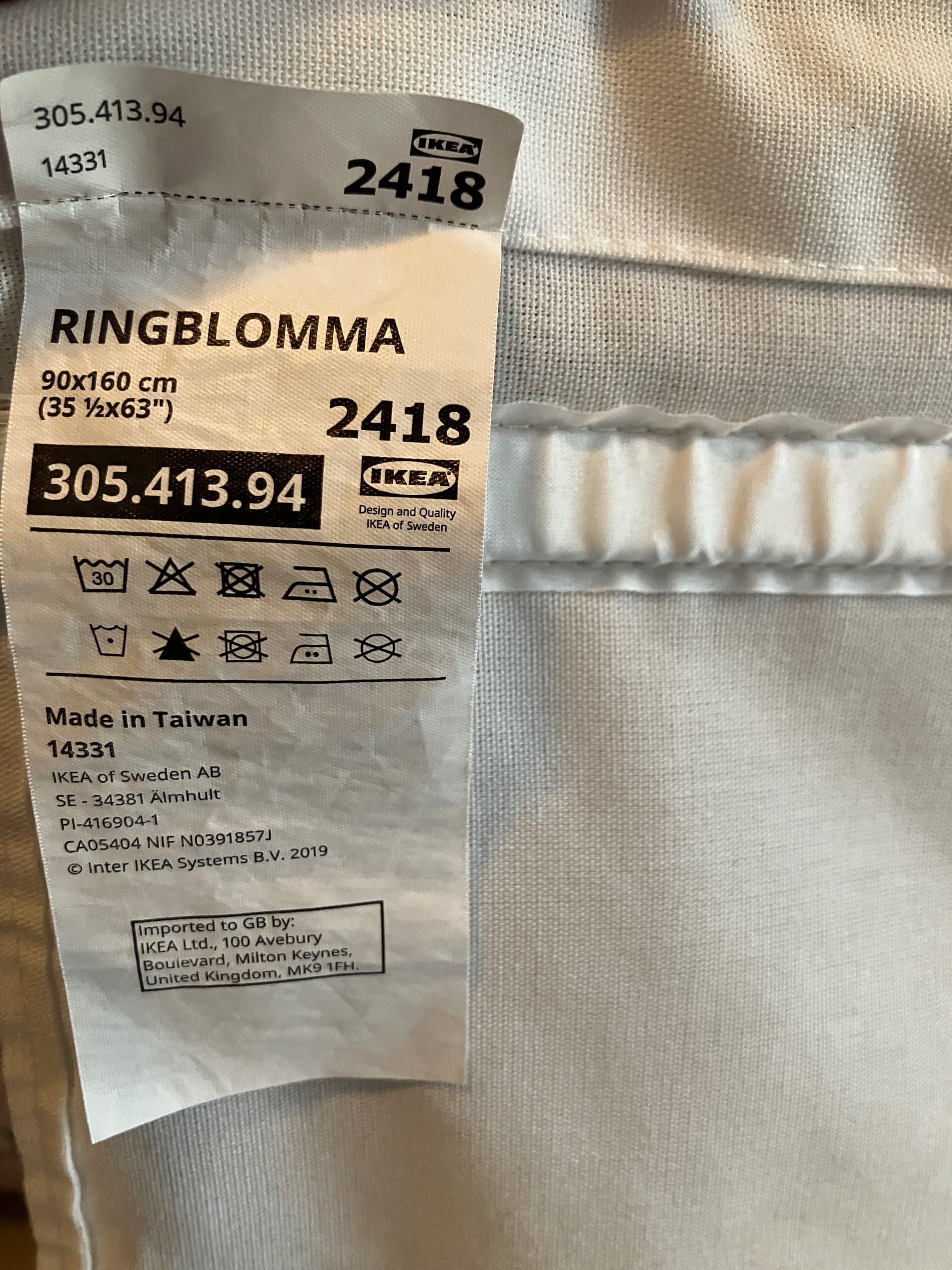 RINGBLOMMA Store bateau, blanc, 80x160 cm
