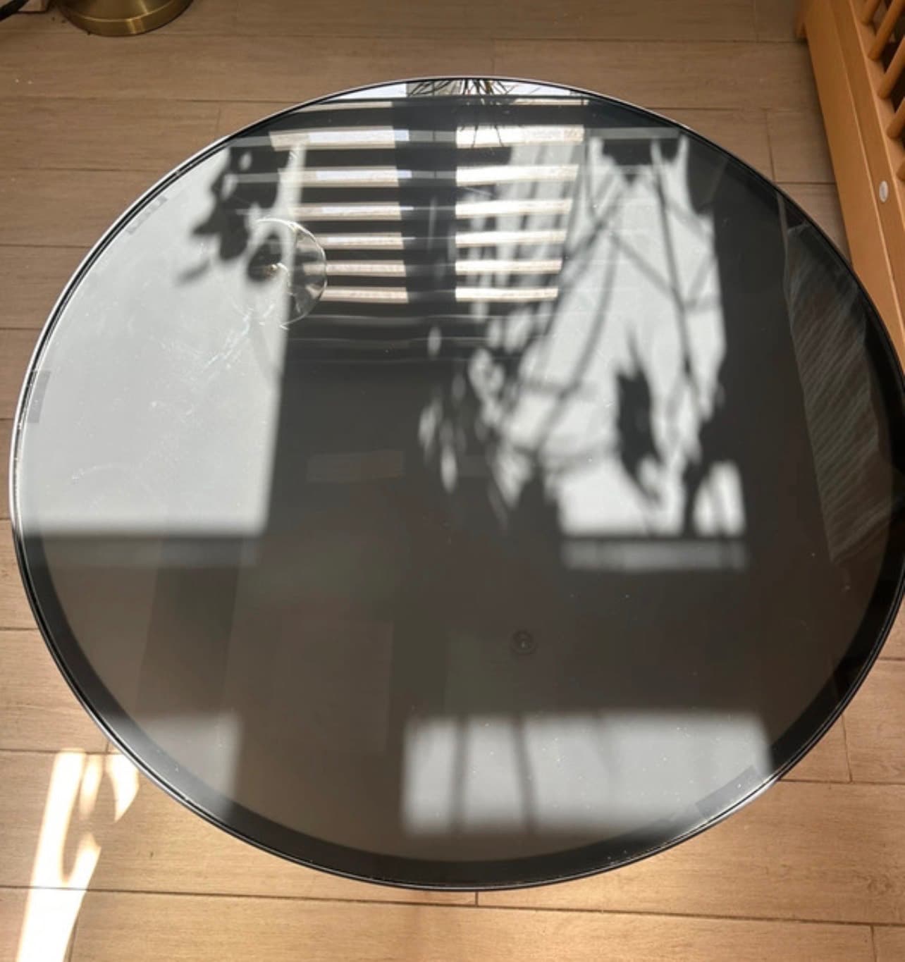 FRÖTORP table basse, anthracite marbré/noir verre, 88 cm