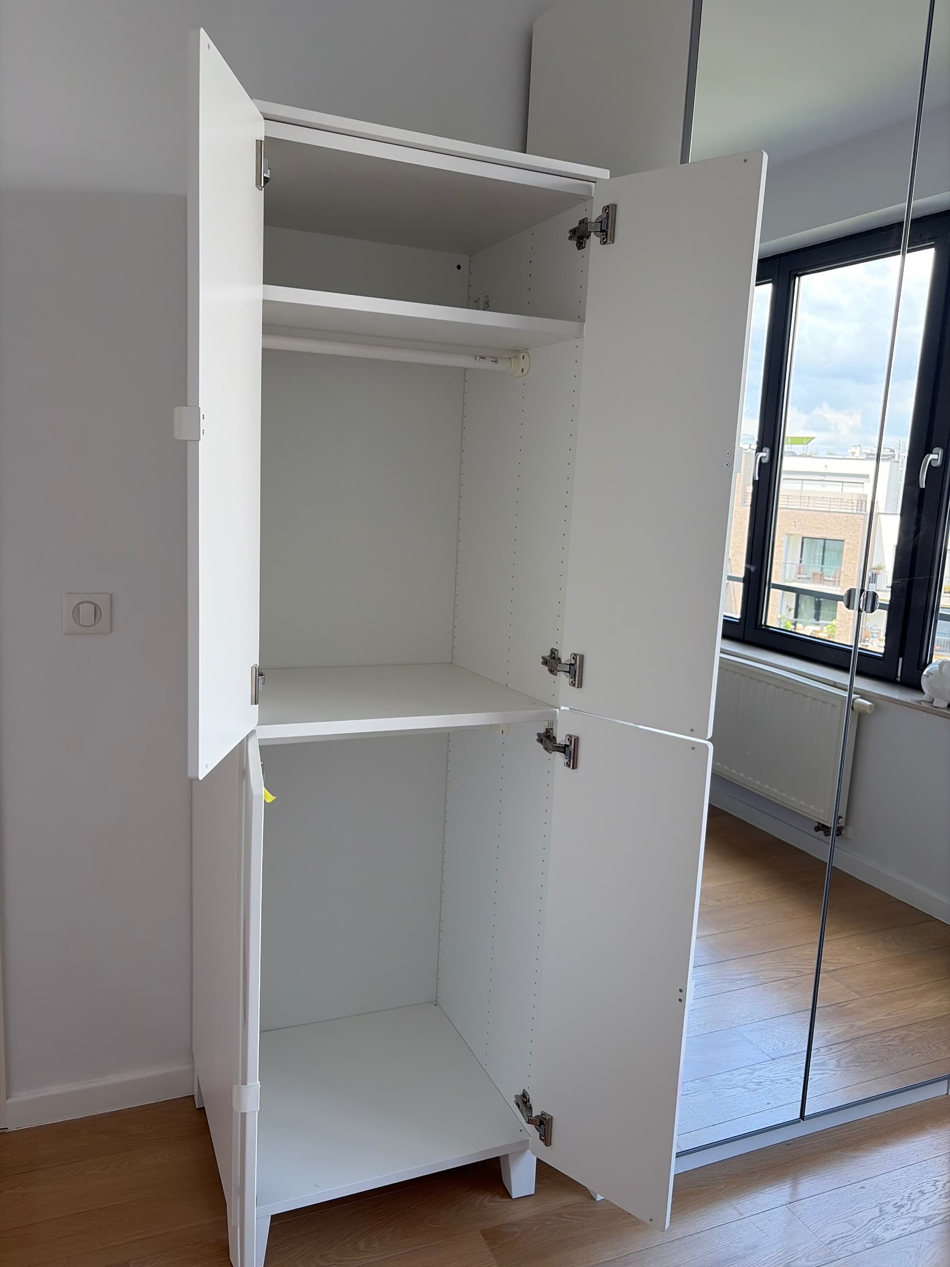 SMÅSTAD / PLATSA wardrobe, white white/with 2 clothes rails, 60x57x181 cm