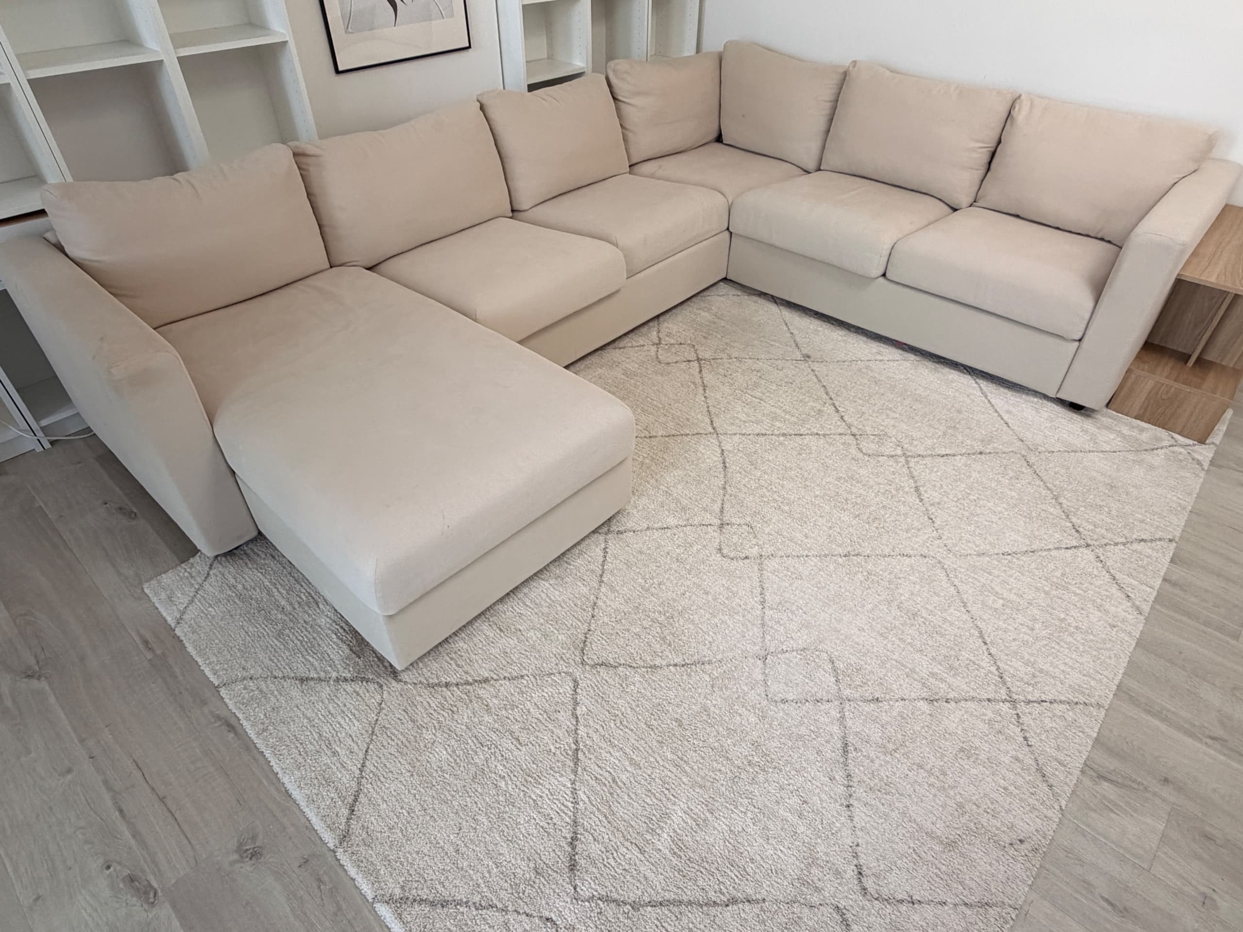 VIMLE hoekbank, 5-zits, met chaise longue/Gunnared beige