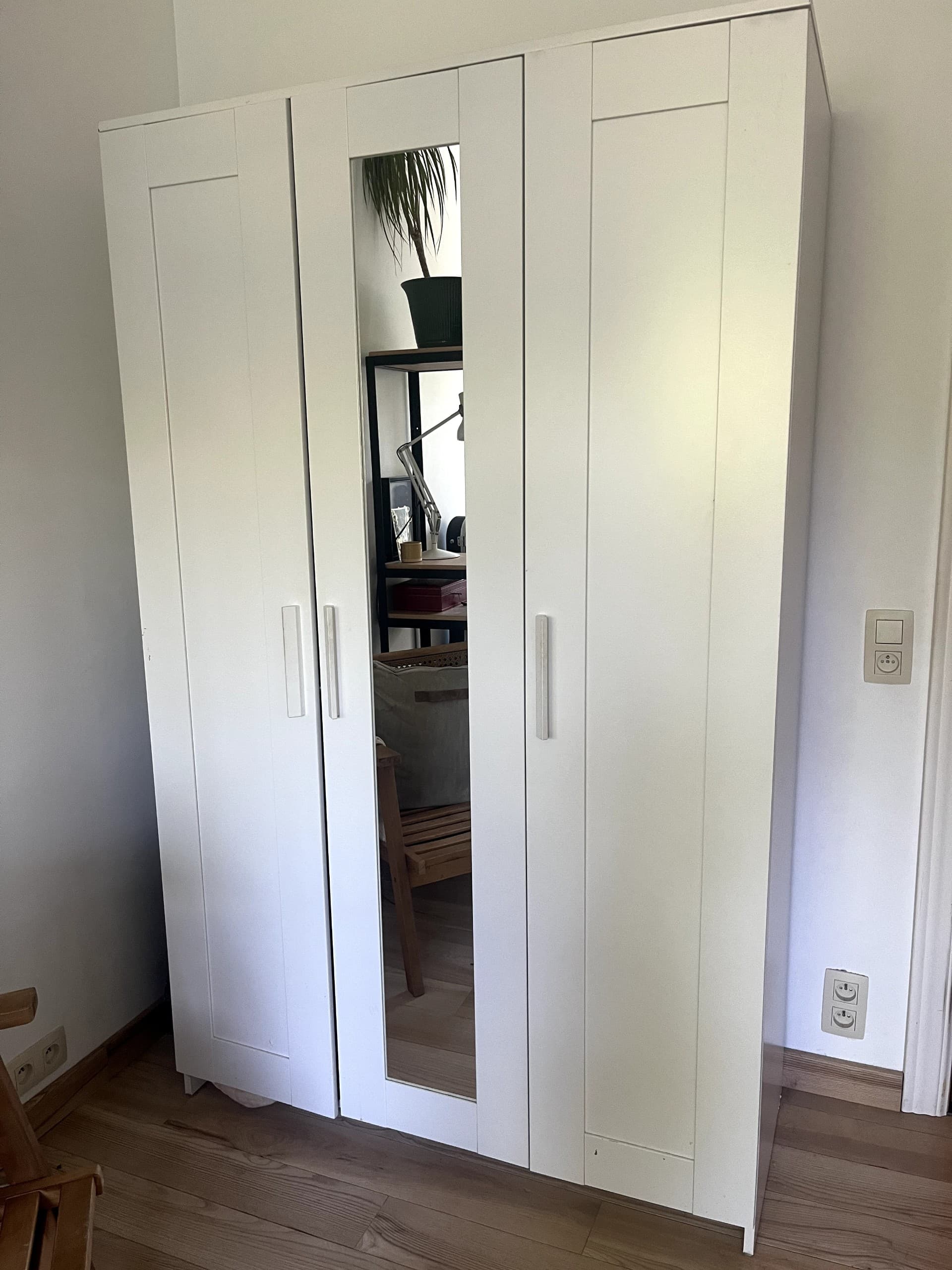 BRIMNES wardrobe with 3 doors, white, 117x50x190 cm