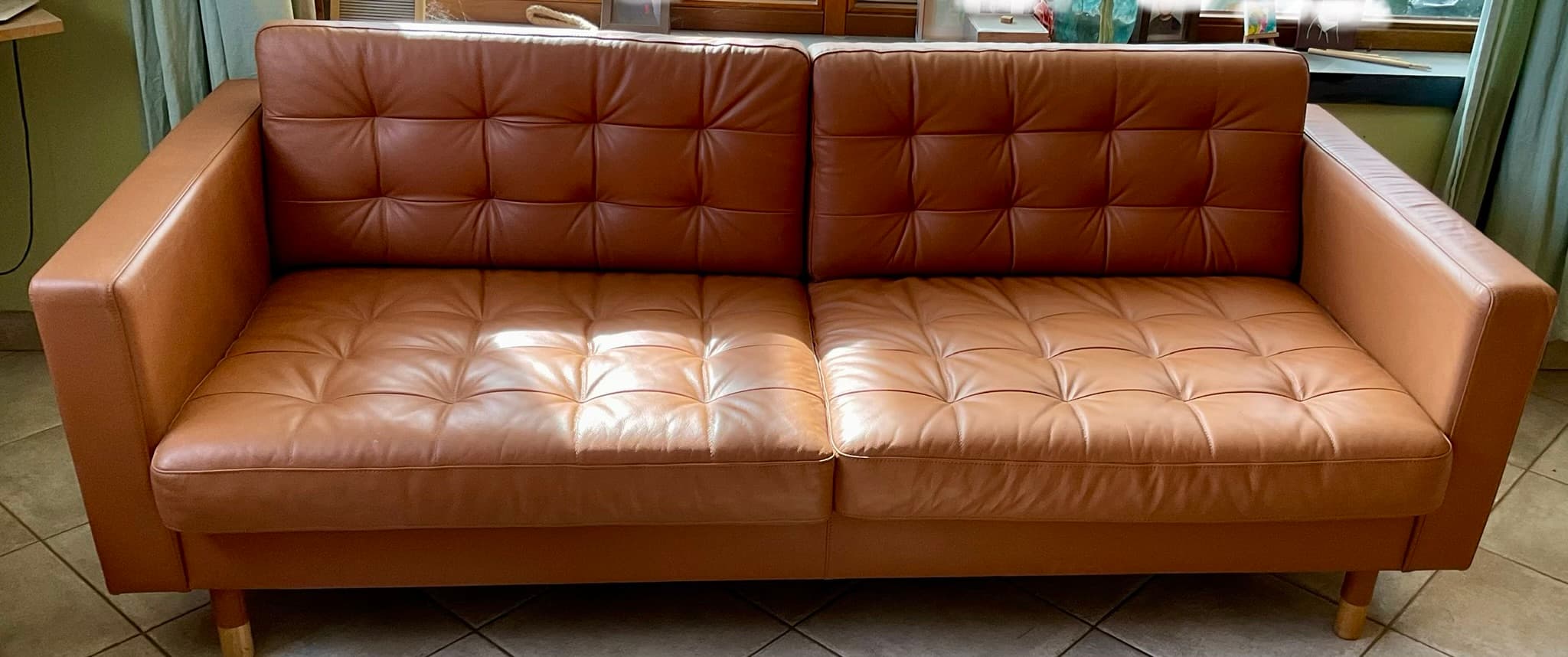LANDSKRONA 3-seat sofa, Grann/Bomstad golden-brown/wood