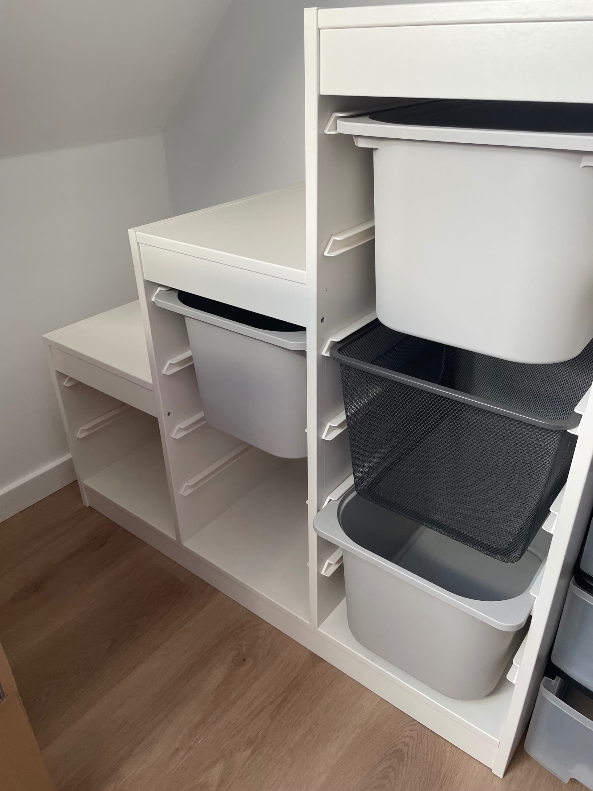 TROFAST combinaison structure + bacs, blanc/gris, 99x44x94 cm
