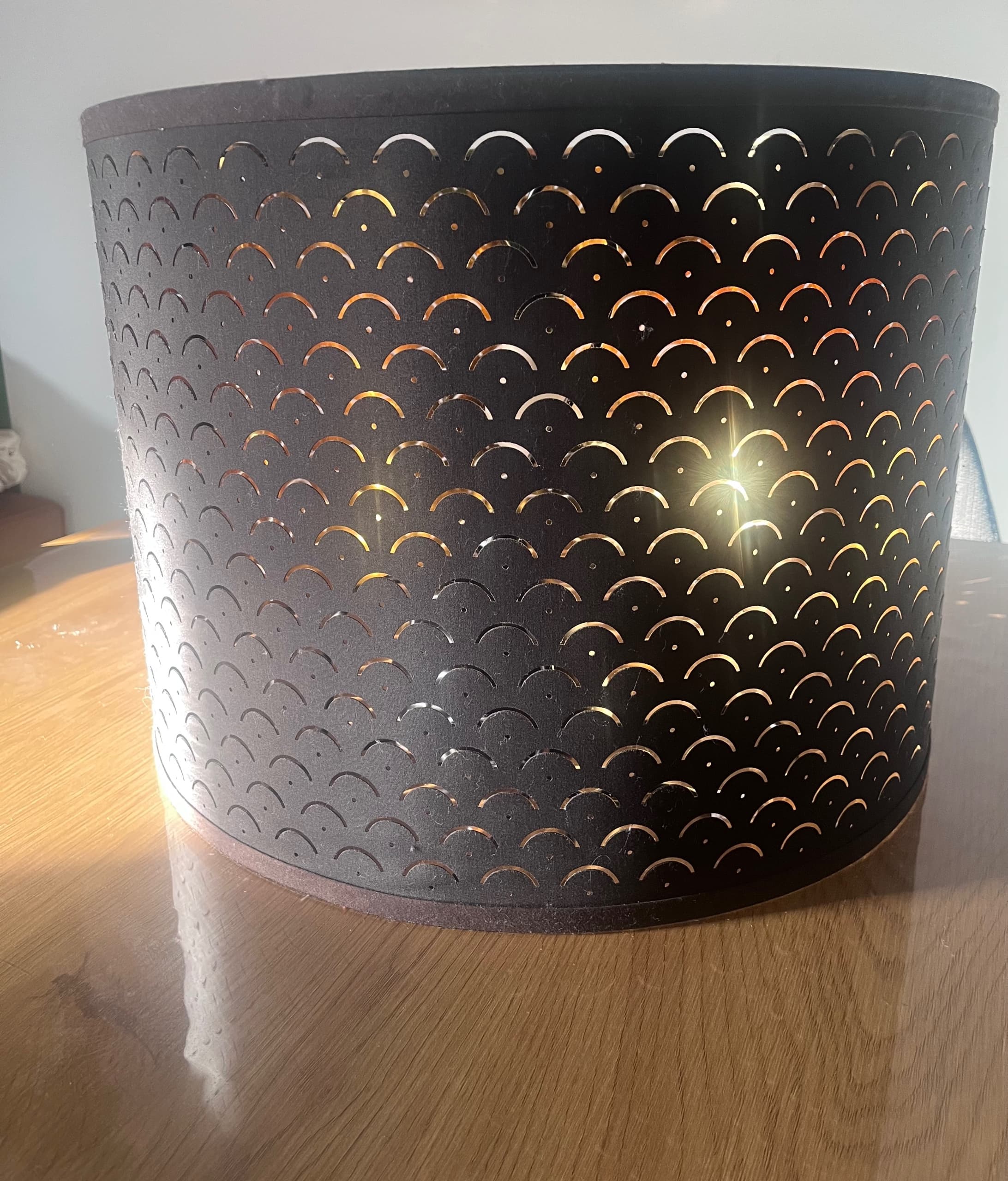 NYMÖ lamp shade, black/brass-colour, 44 cm