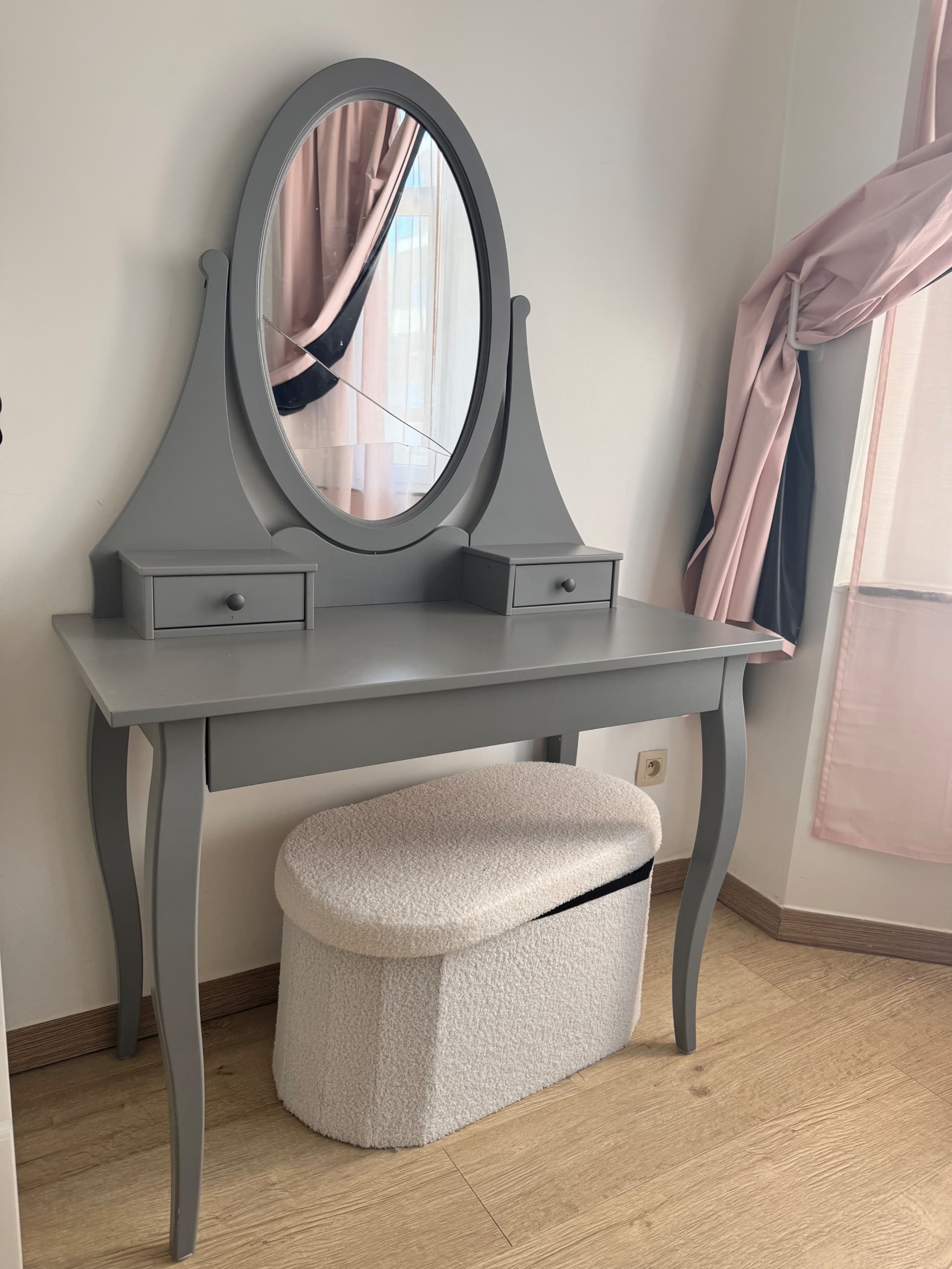 HEMNES TABLE make-up tafel met spiegel, wit, 100x50 cm