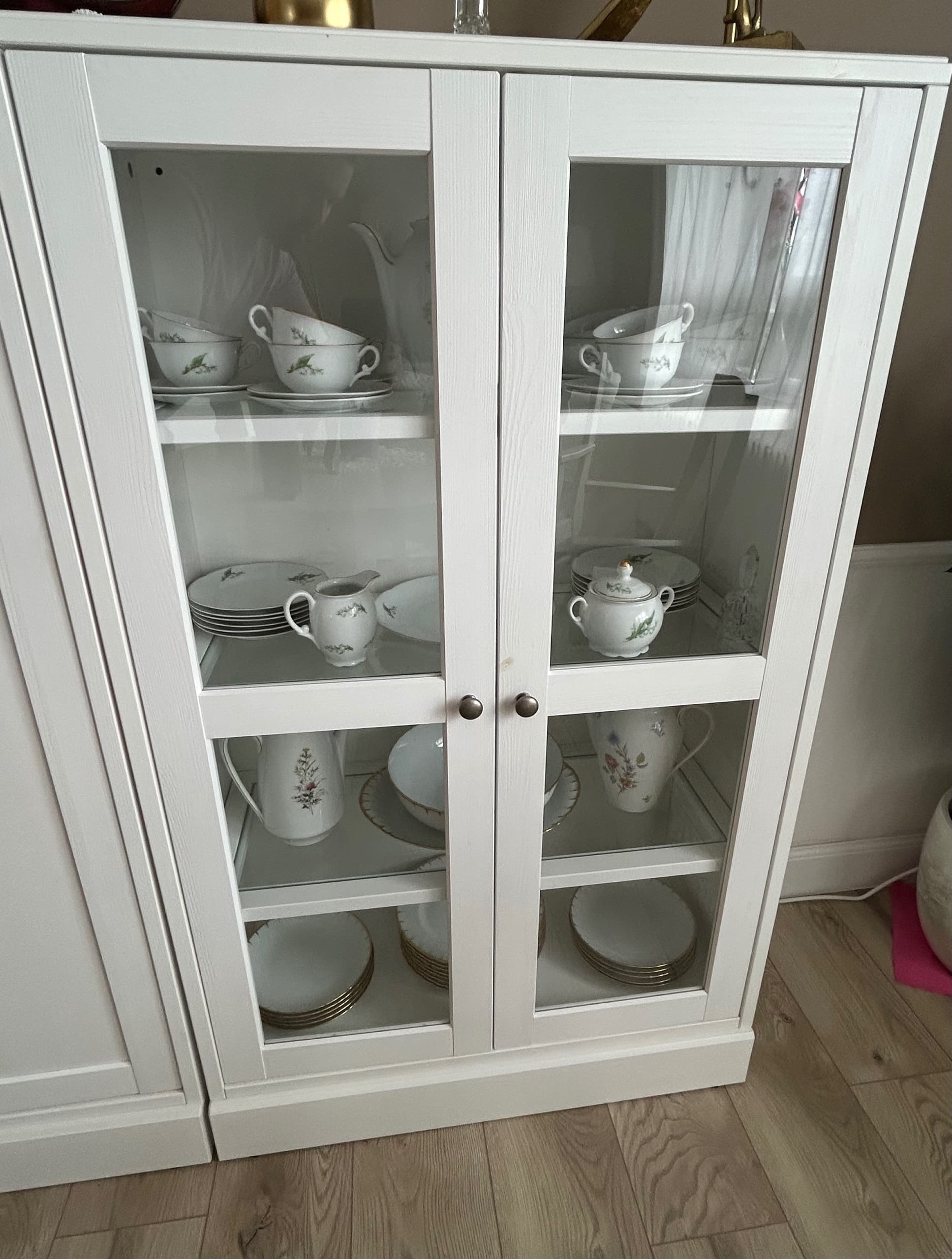 HAVSTA armoire vitrée avec plinthe, blanc/verre transparent, 81x37x134 cm