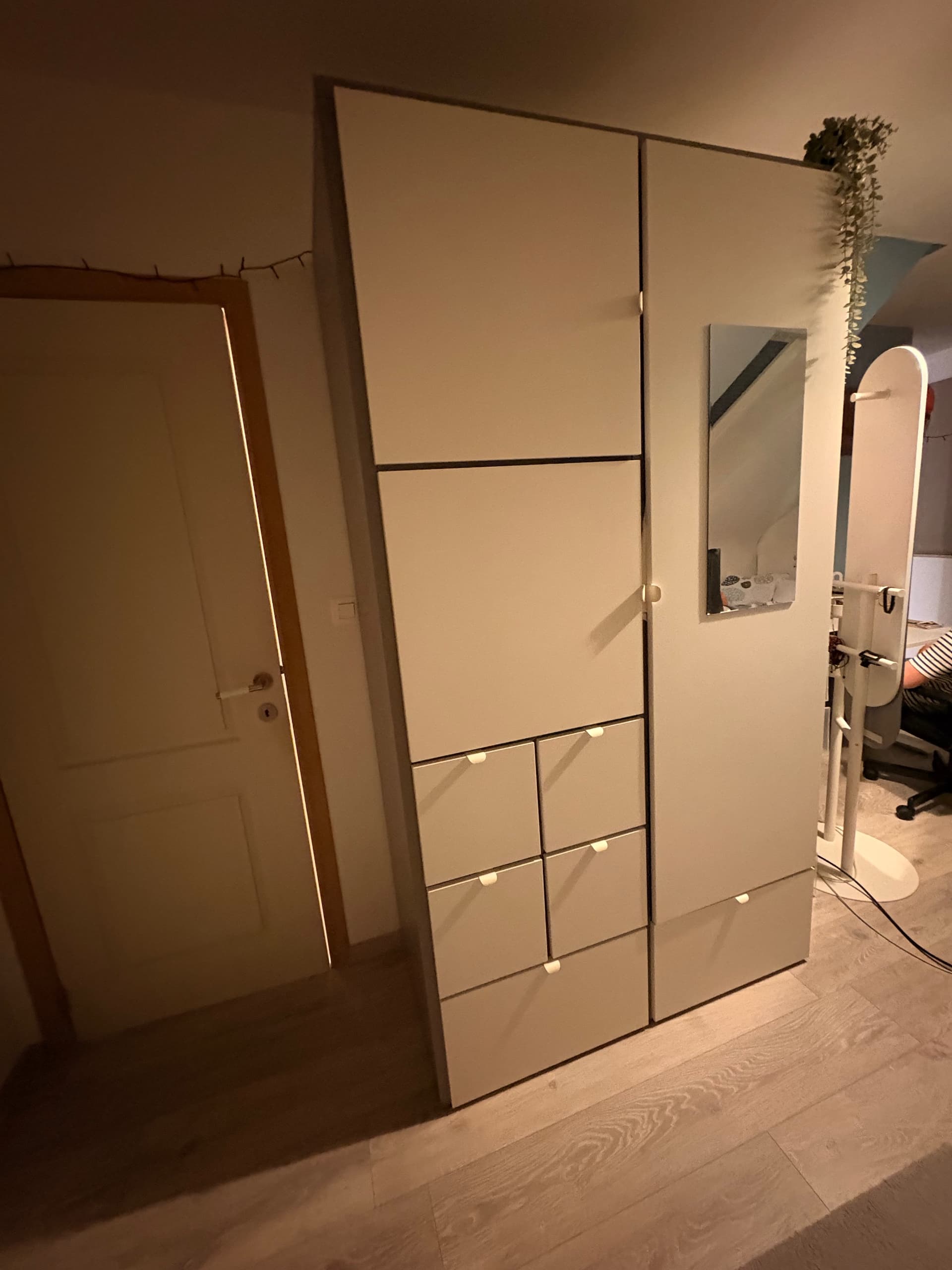 VISTHUS wardrobe, grey/white, 122x59x216 cm