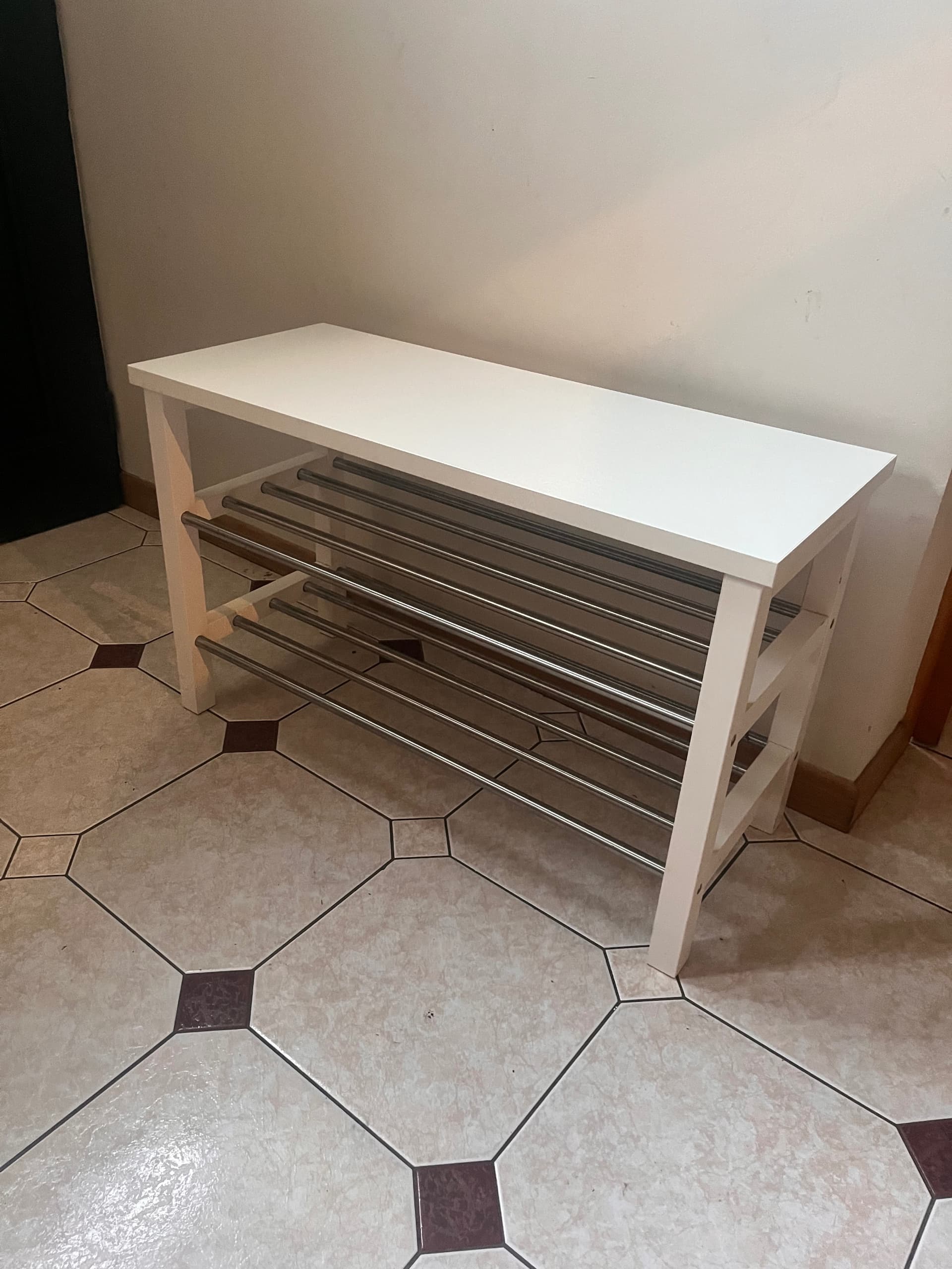 TJUSIG banc avec rangement chaussures, blanc, 108x34x50 cm