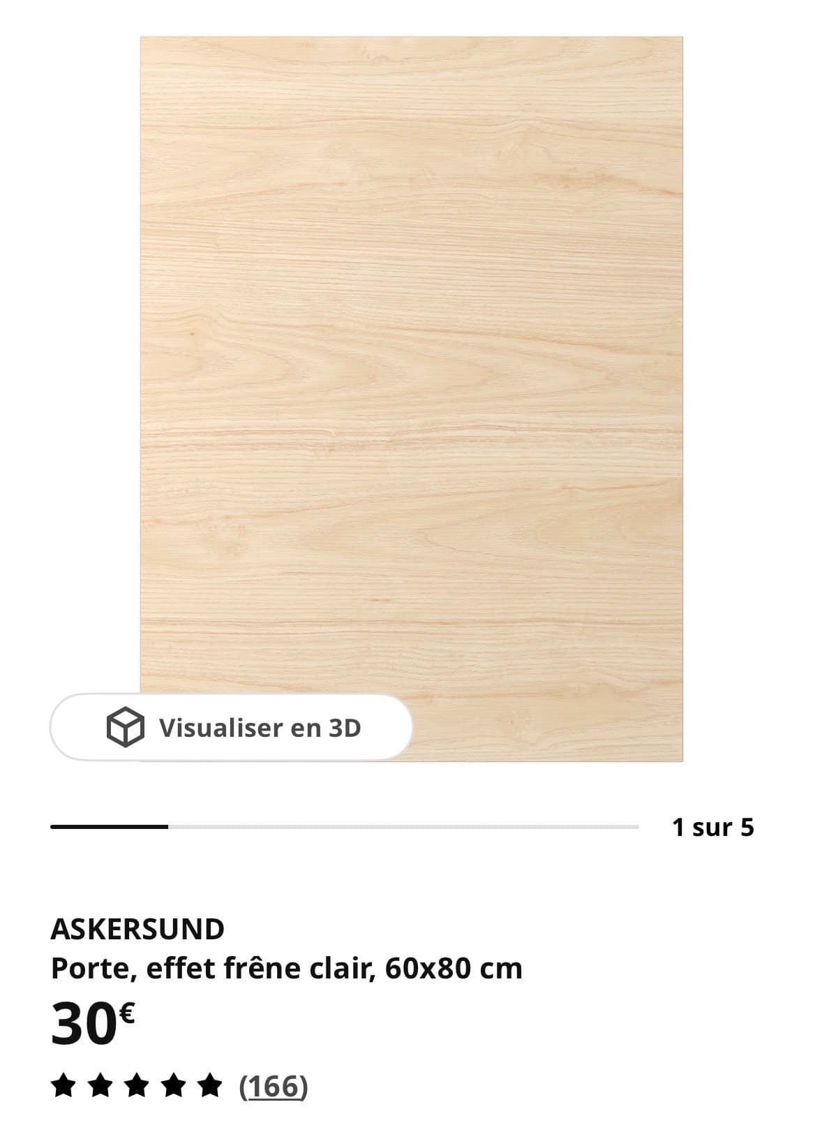 ASKERSUND Deur, licht essenpatroon essen, 60x80 cm