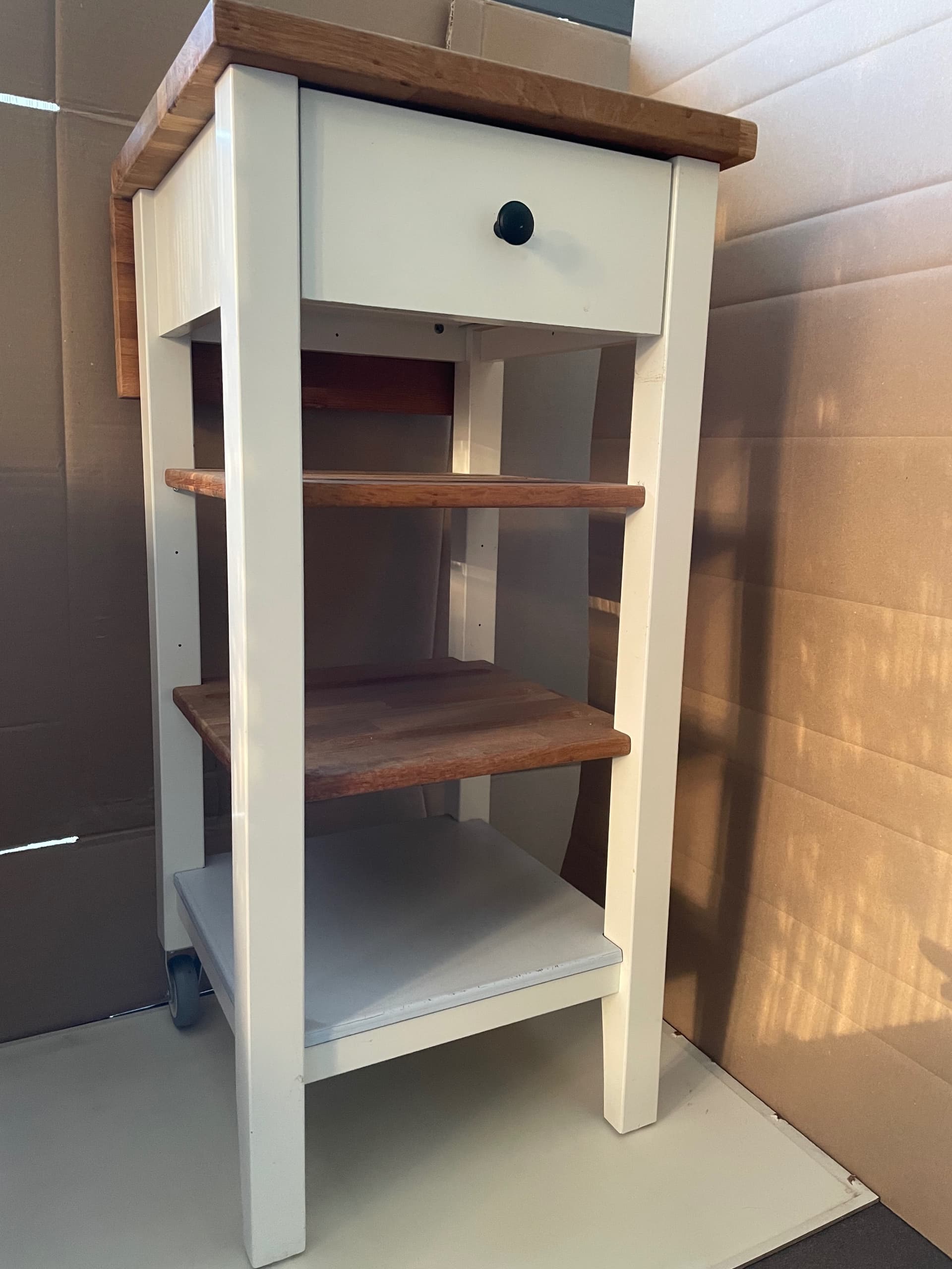 STENSTORP roltafel, wit/eiken, 45x43x90 cm