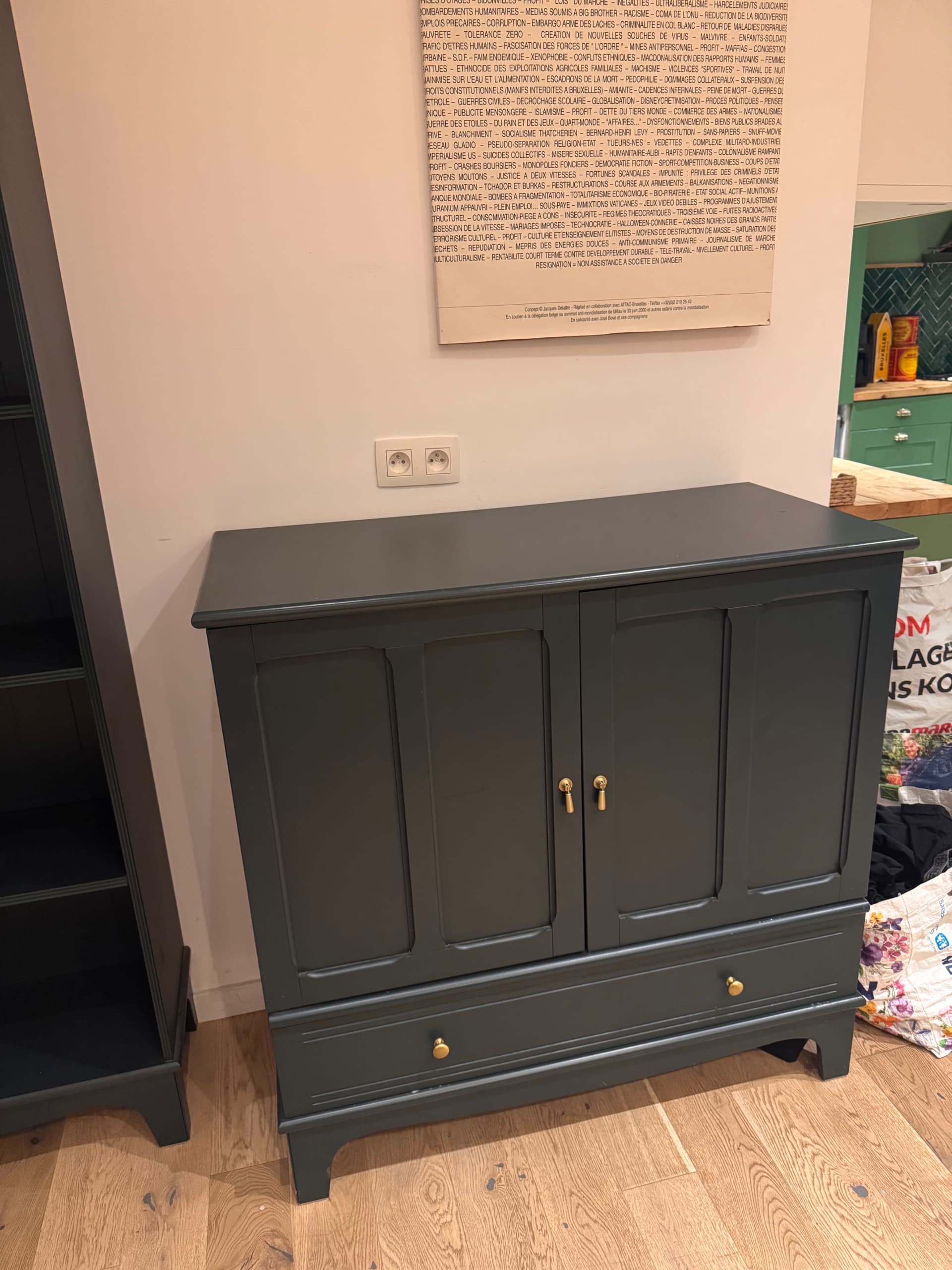 LOMMARP kast, donker blauwgroen, 102x101 cm