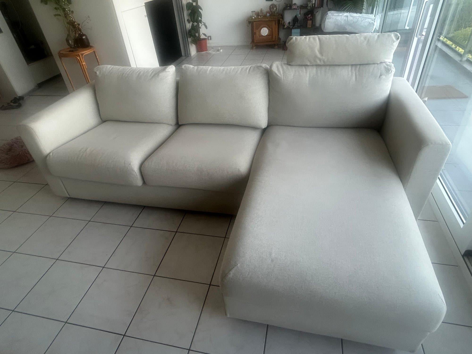 VIMLE 3-zitsbank, met chaise longue/Gunnared beige