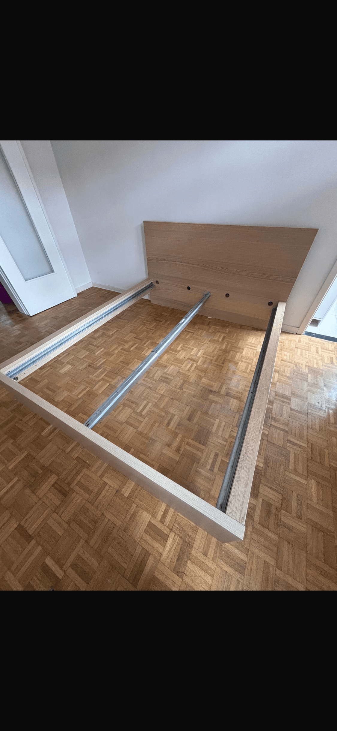 MALM bedframe, hoog met 4 bedlades, wit/Lönset, 180x200 cm