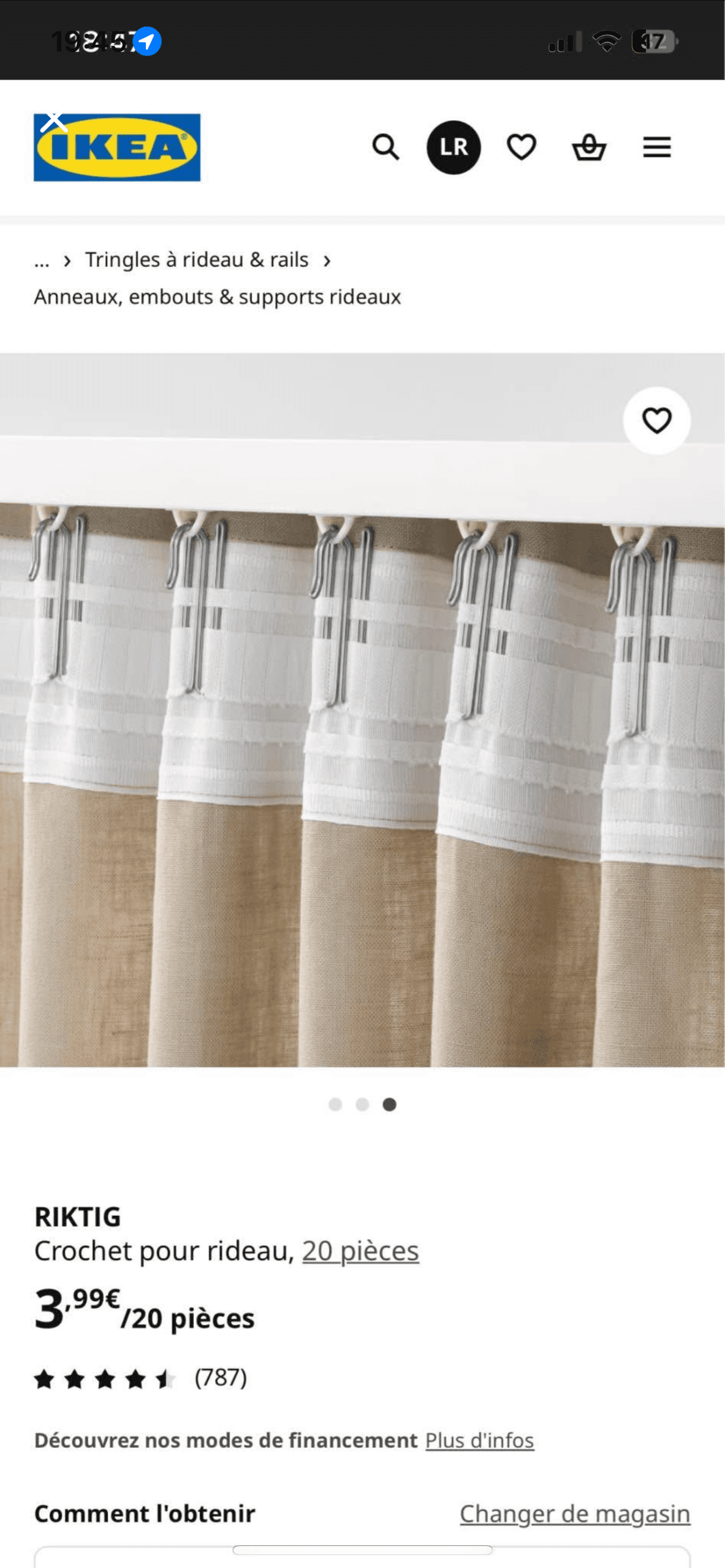 ROSENROBINIA voilage, 2 pièces, blanc/ruflette, 145x300 cm
