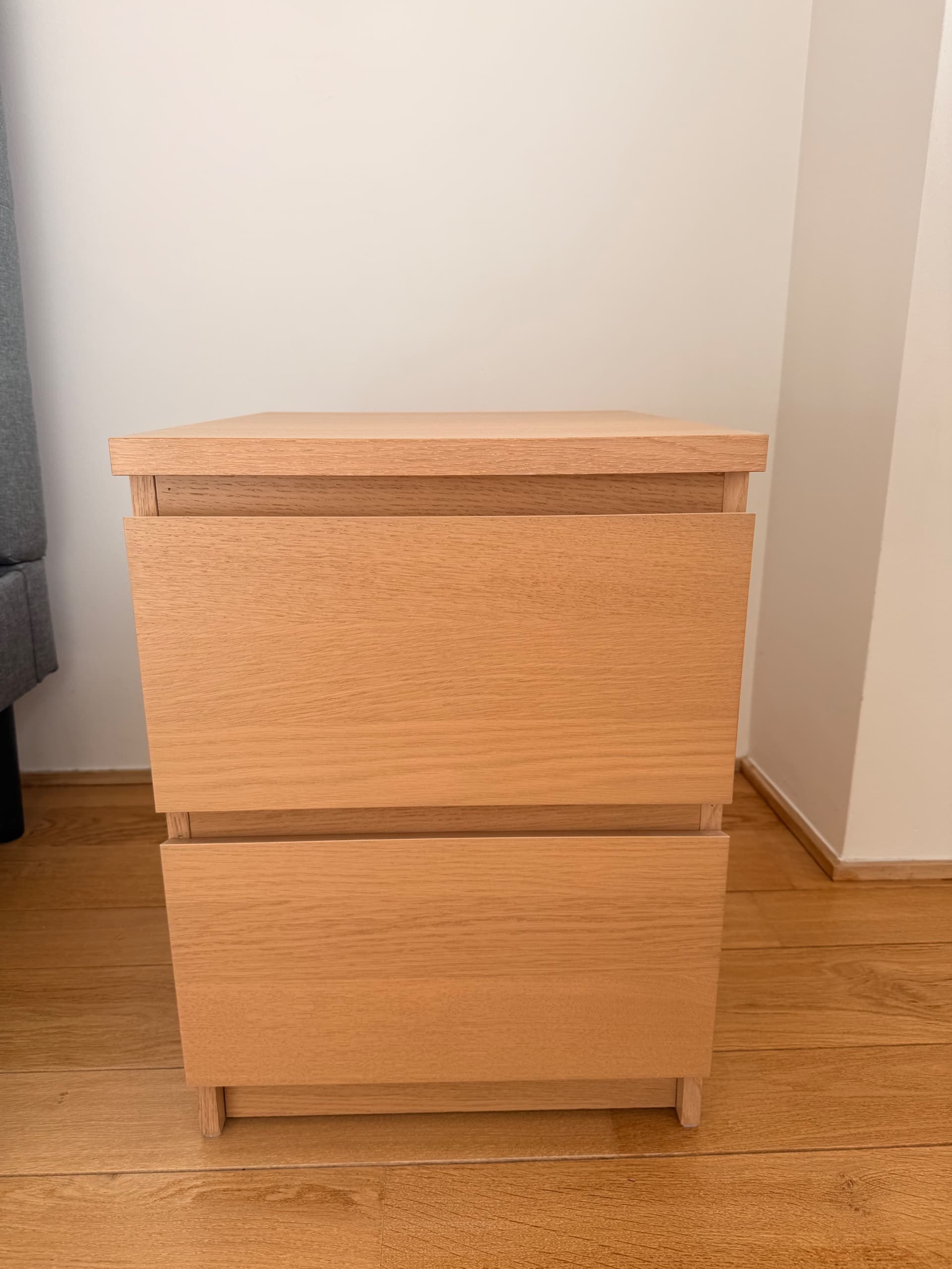 MALM Commode 2 tiroirs, plaqué chêne blanchi, 40x55 cm