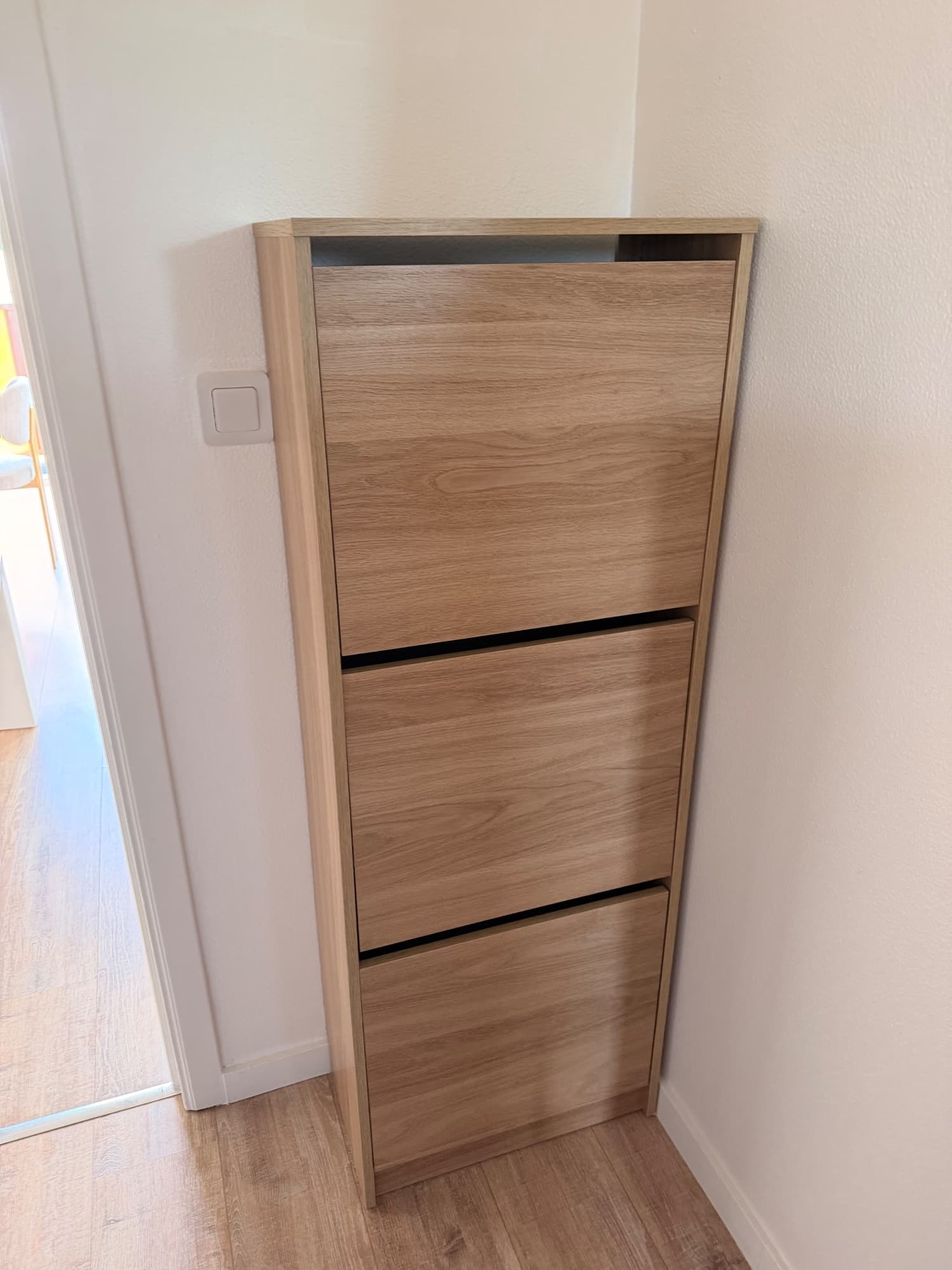 BISSA armoire à chaussures 3 casiers, motif chêne, 49x28x135 cm