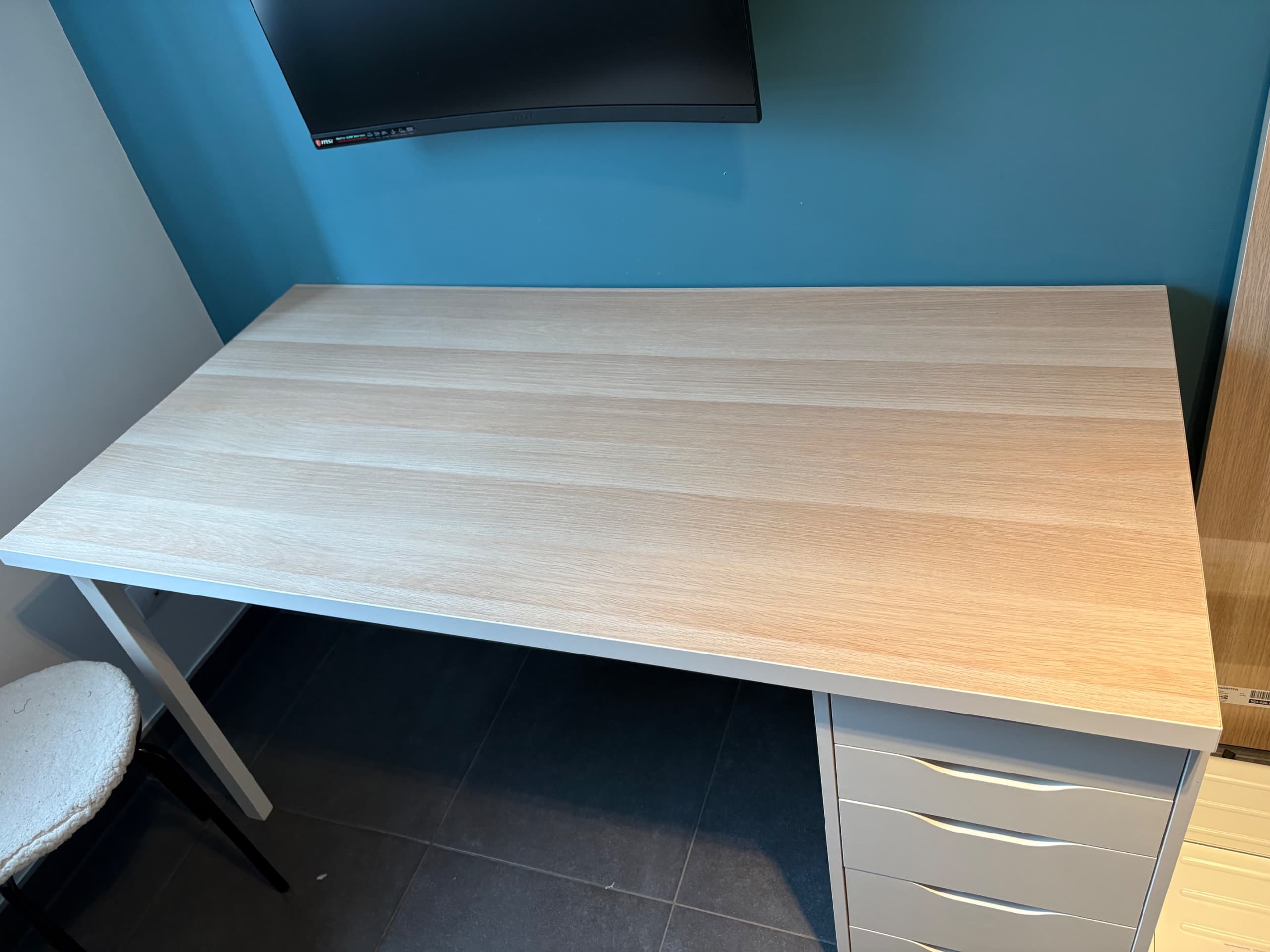 LAGKAPTEN tafelblad, wit gelazuurd eikenpatroon, 160x80 cm