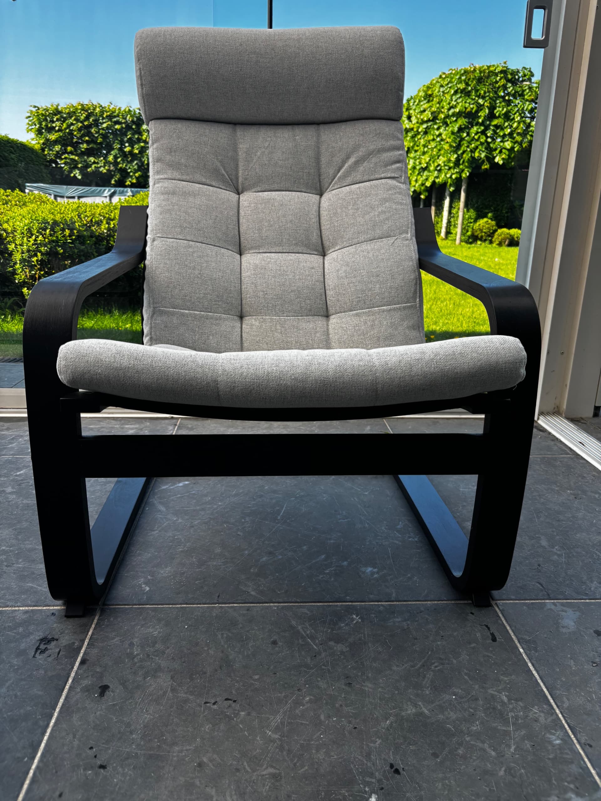 POÄNG 2 STUKS armchair, walnut effect/Gunnared beige