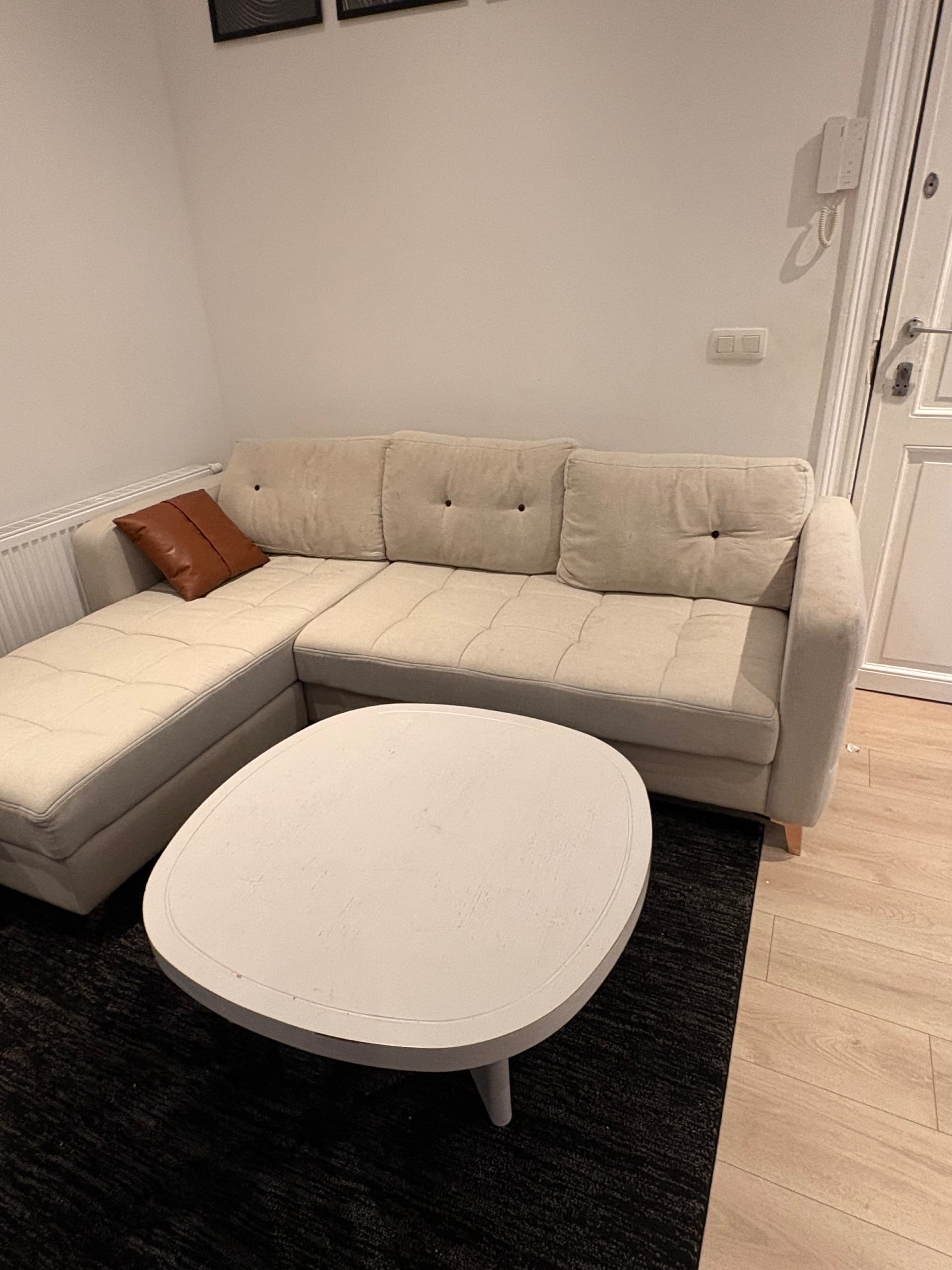 LANDSKRONA 3-seat sofa, with chaise longue Gunnared/beige metal