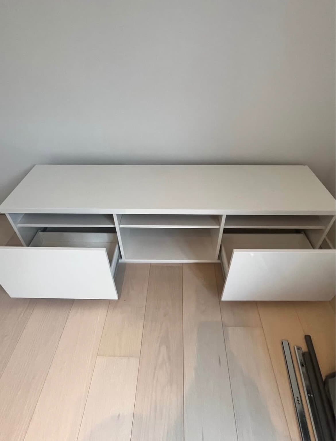 BYÅS Banc TV, brillant blanc, 160x42x45 cm
