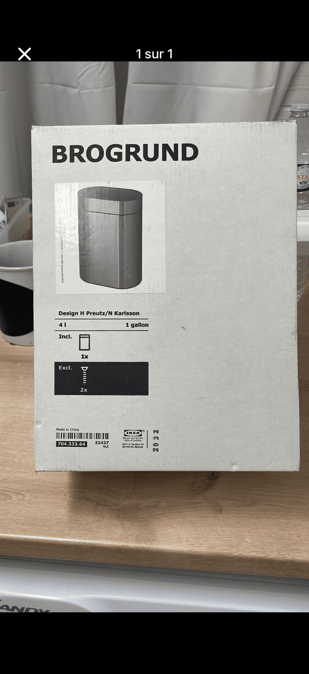 BROGRUND Poubelle ouverture à pression, acier inoxydable, 4 l