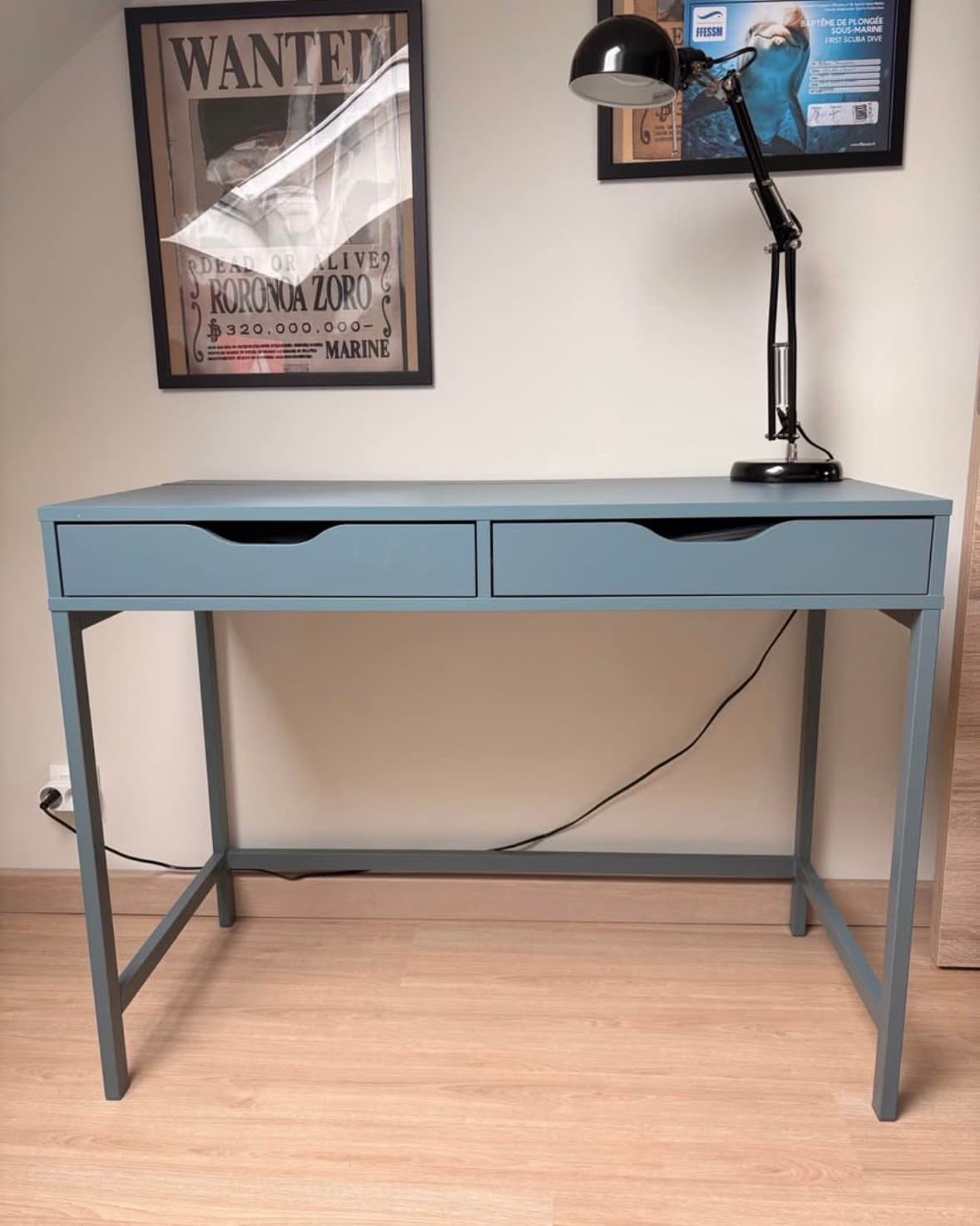 ALEX bureau, wit gelazuurd/eikenpatroon, 100x48 cm