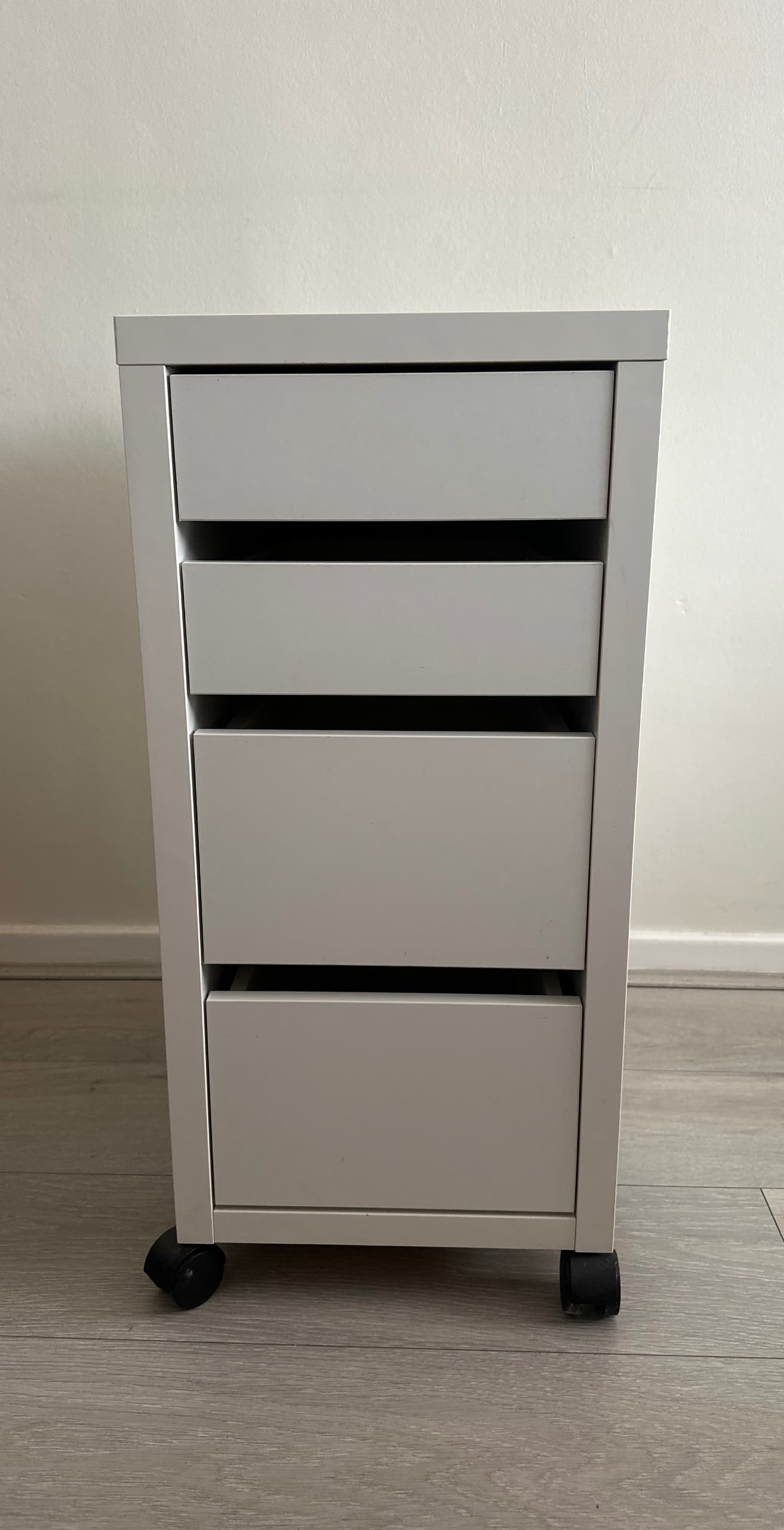 MICKE drawer unit on castors, white, 35x75 cm