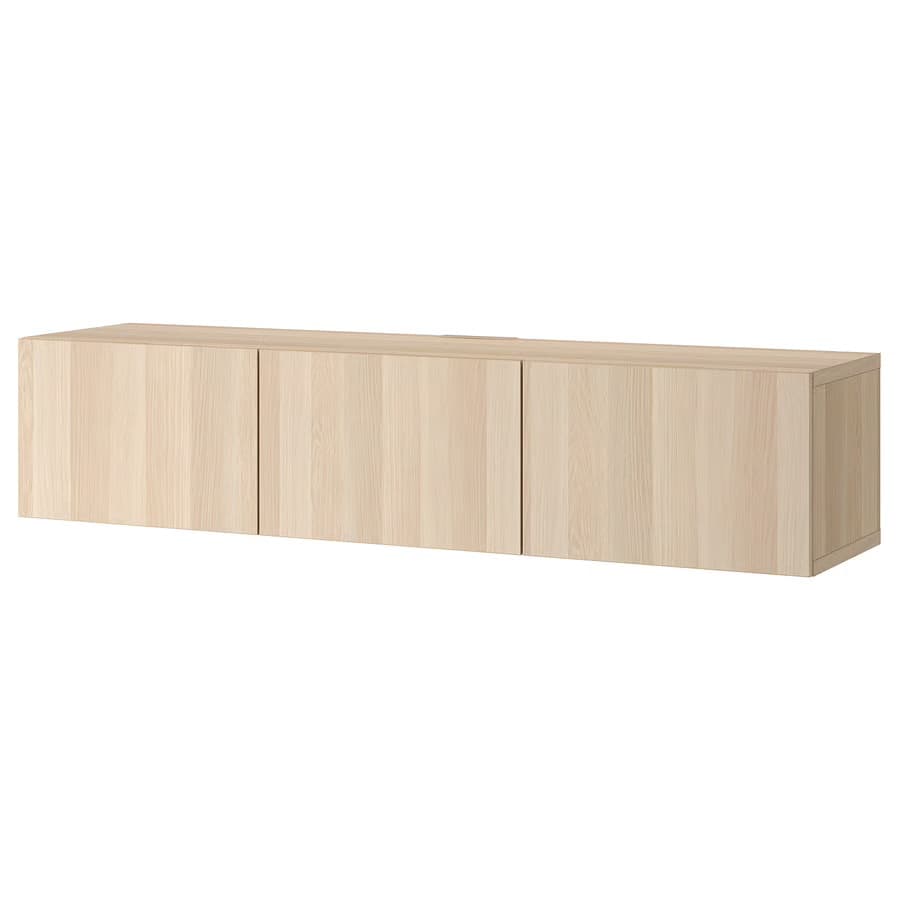 BESTÅ kastcombinatie wand, wit gelazuurd eikeneffect/Lappviken wit gelazuurd eikeneffect, 180x22x38 cm