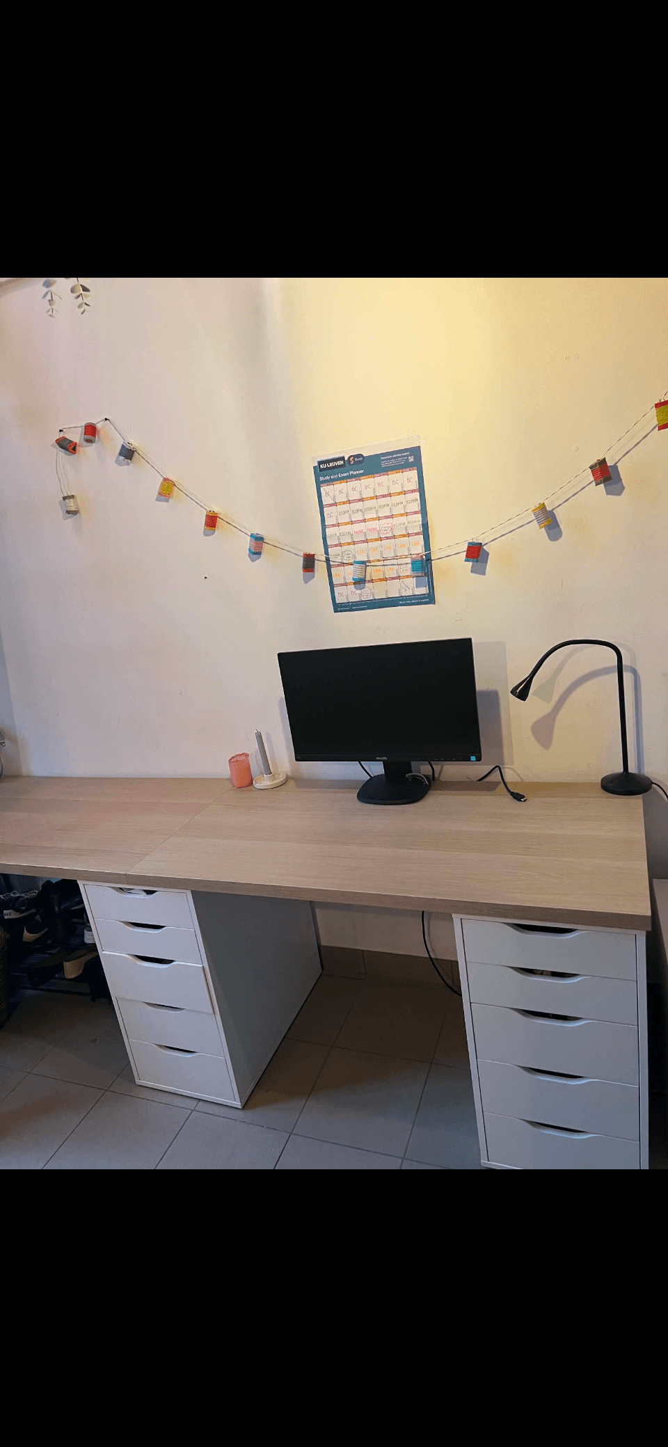 LAGKAPTEN / ALEX bureau, wit gelazuurd eikeneffect/wit, 140x60 cm