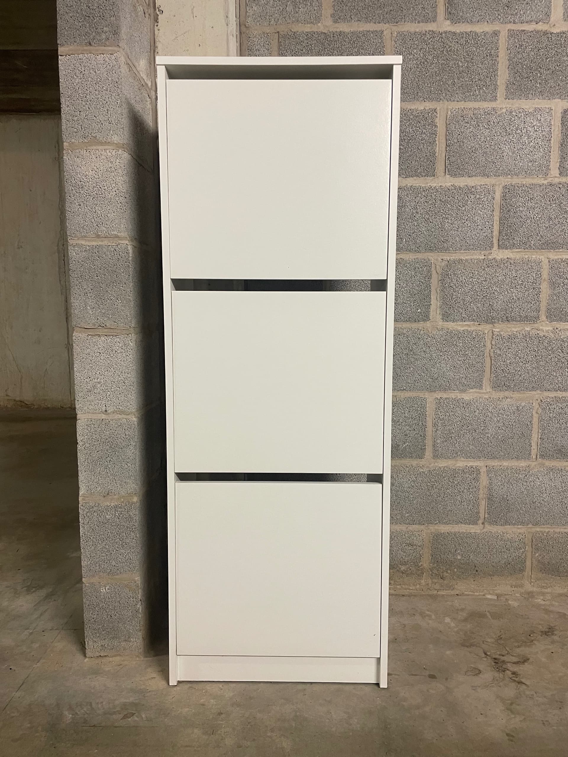 BISSA schoenenkast 3 vakken, wit, 49x28x135 cm