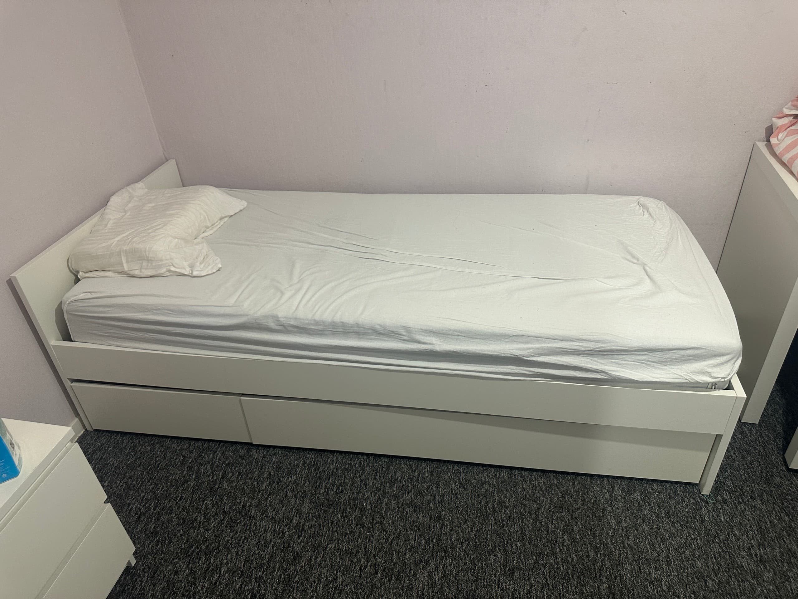VIHALS bed frame with 2 storage boxes, white/Luröy, 90x200 cm