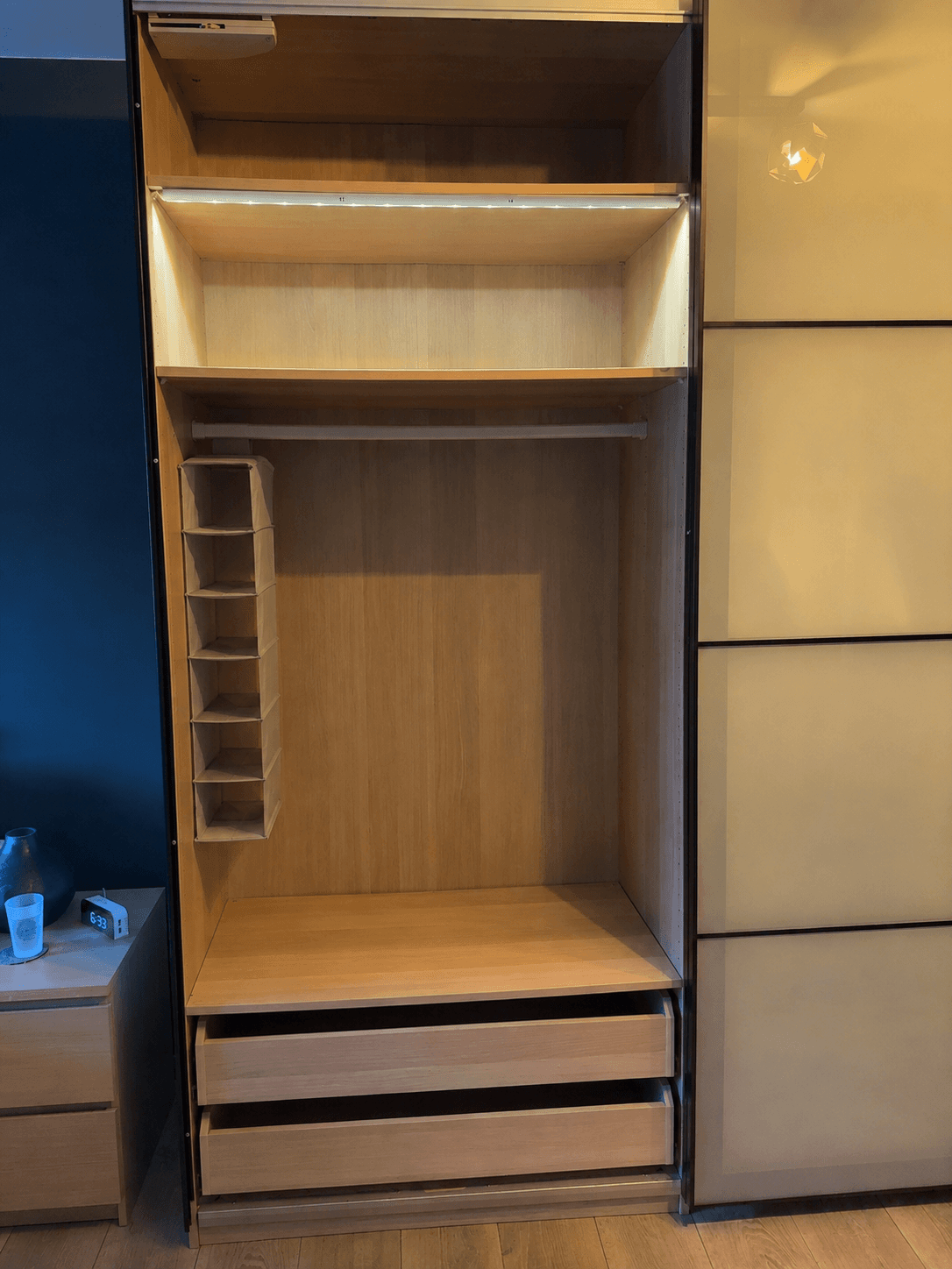 PAX 2 DRESSING kledingkastcombinatie, wit gelazuurd eikeneffect, 150x58x236 cm