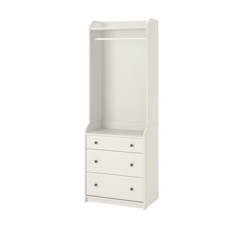 HAUGA open wardrobe with 3 drawers, white, 70x199 cm