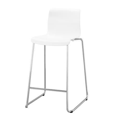 GLENN Tabouret de bar, blanc, chromé, 66 cm