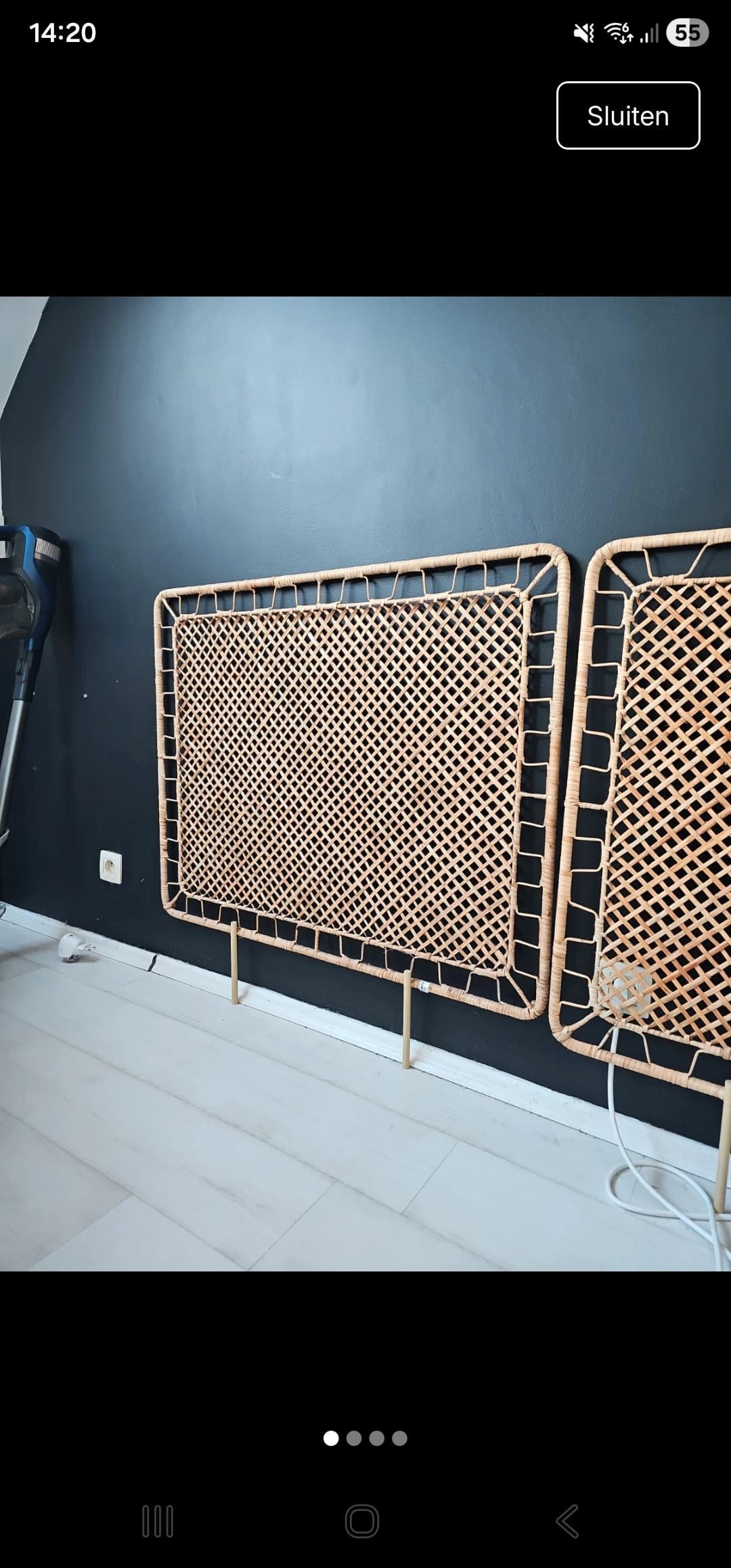 TOLKNING headboard, handmade rattan