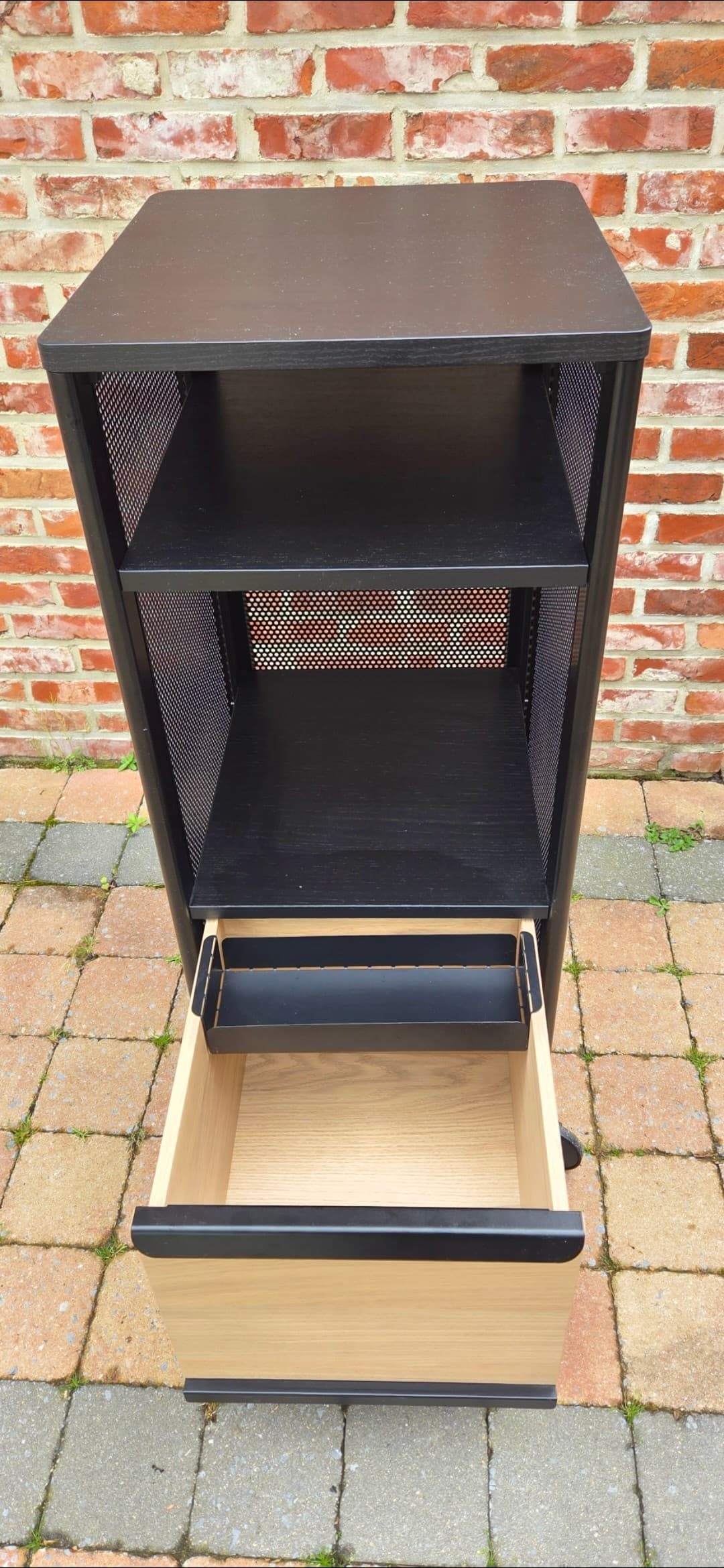 BEKANT opbergmeubel op wielen, draadwerk/zwart, 41x101 cm